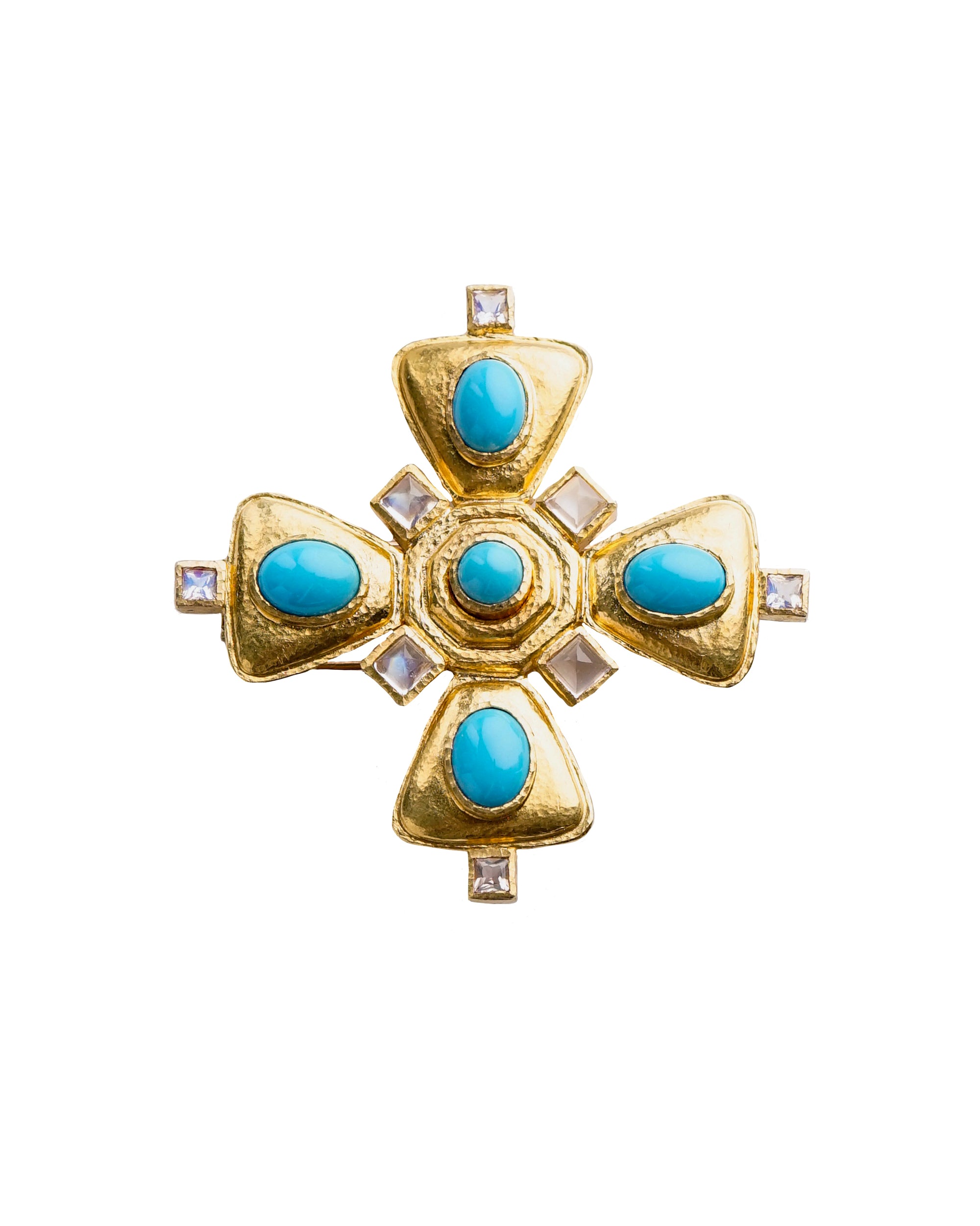 Sleeping Beauty Turquoise Canterbury Cross Brooch