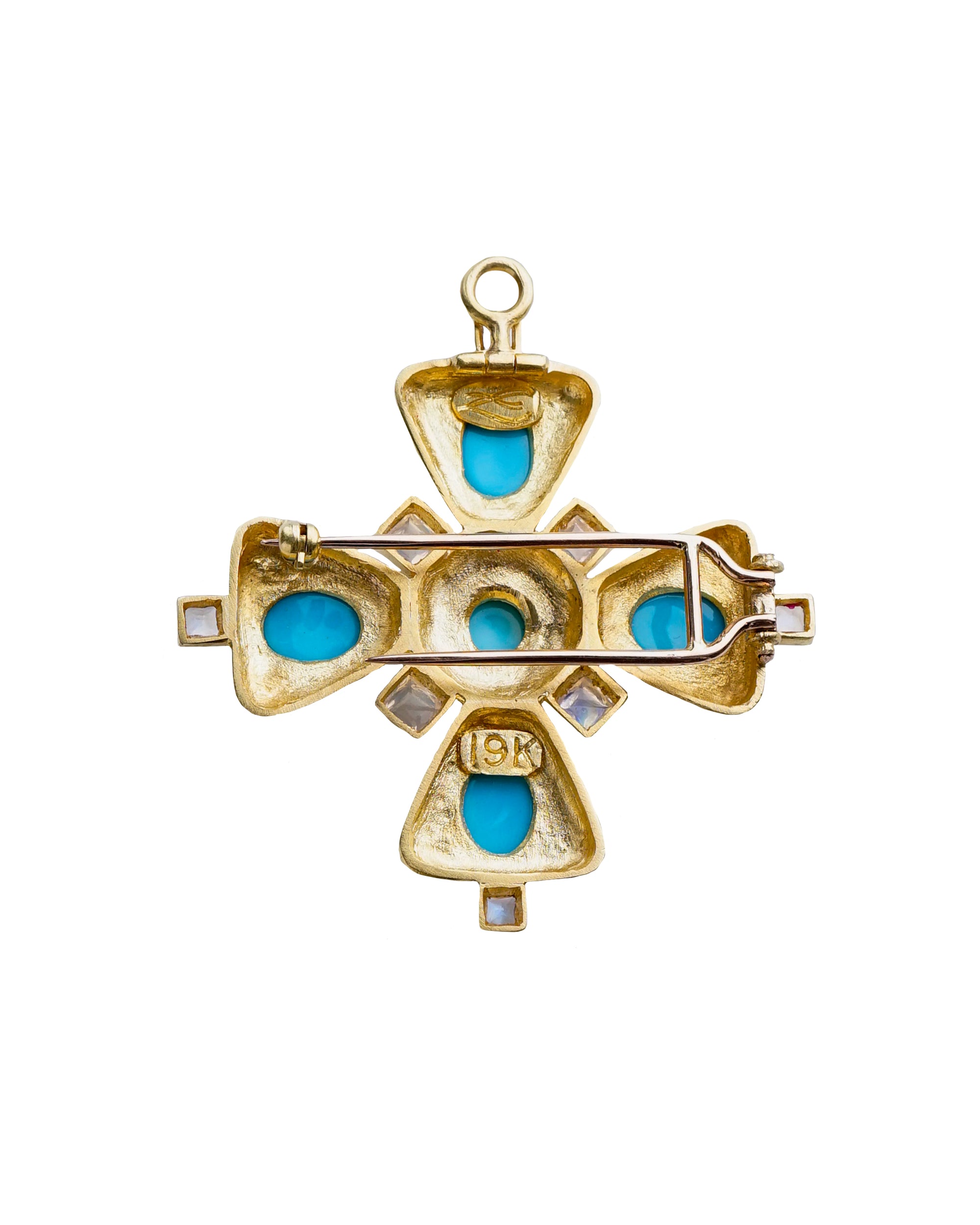 Sleeping Beauty Turquoise Canterbury Cross Brooch
