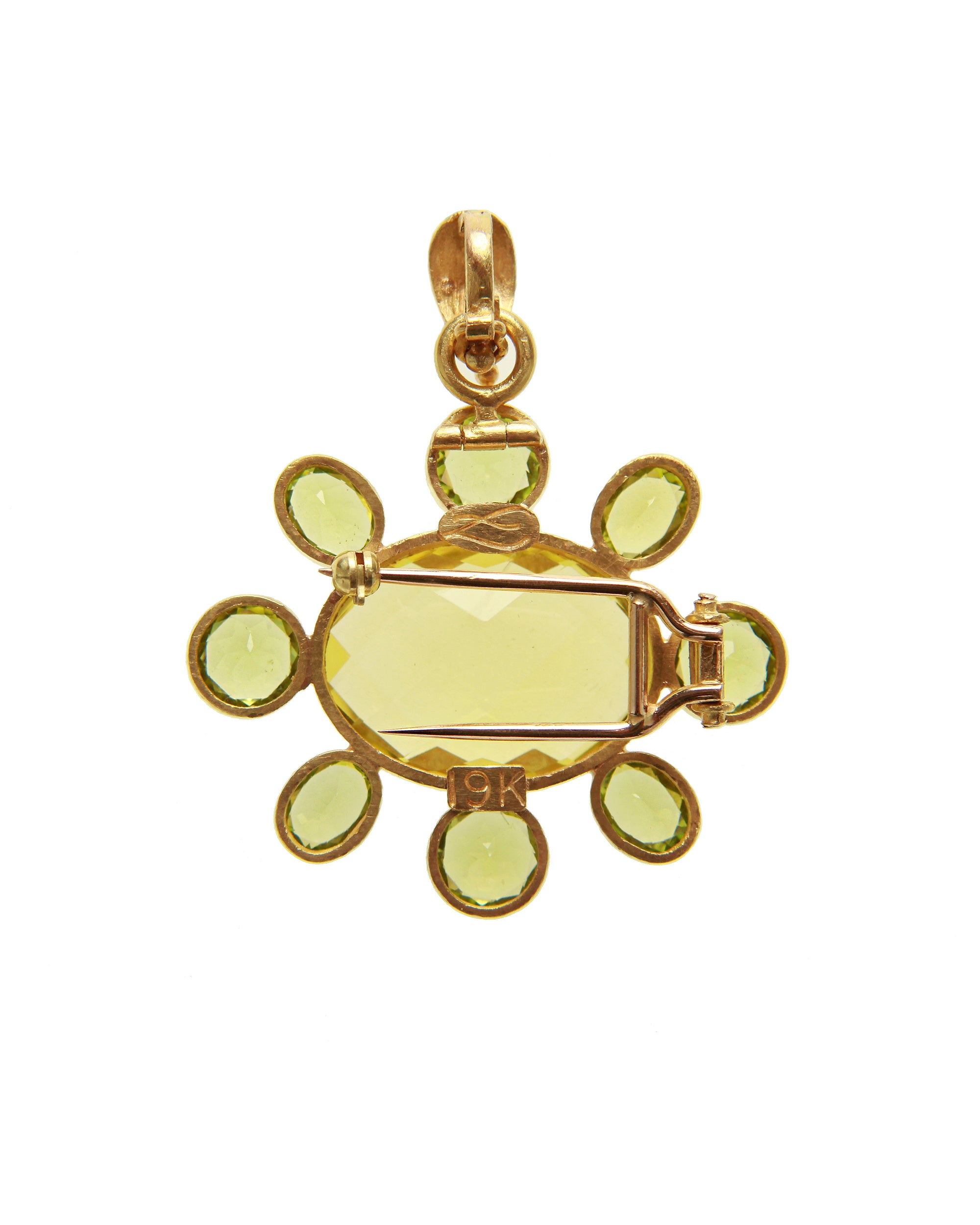 Lemon Citrine and Peridot Brooch/Pendant