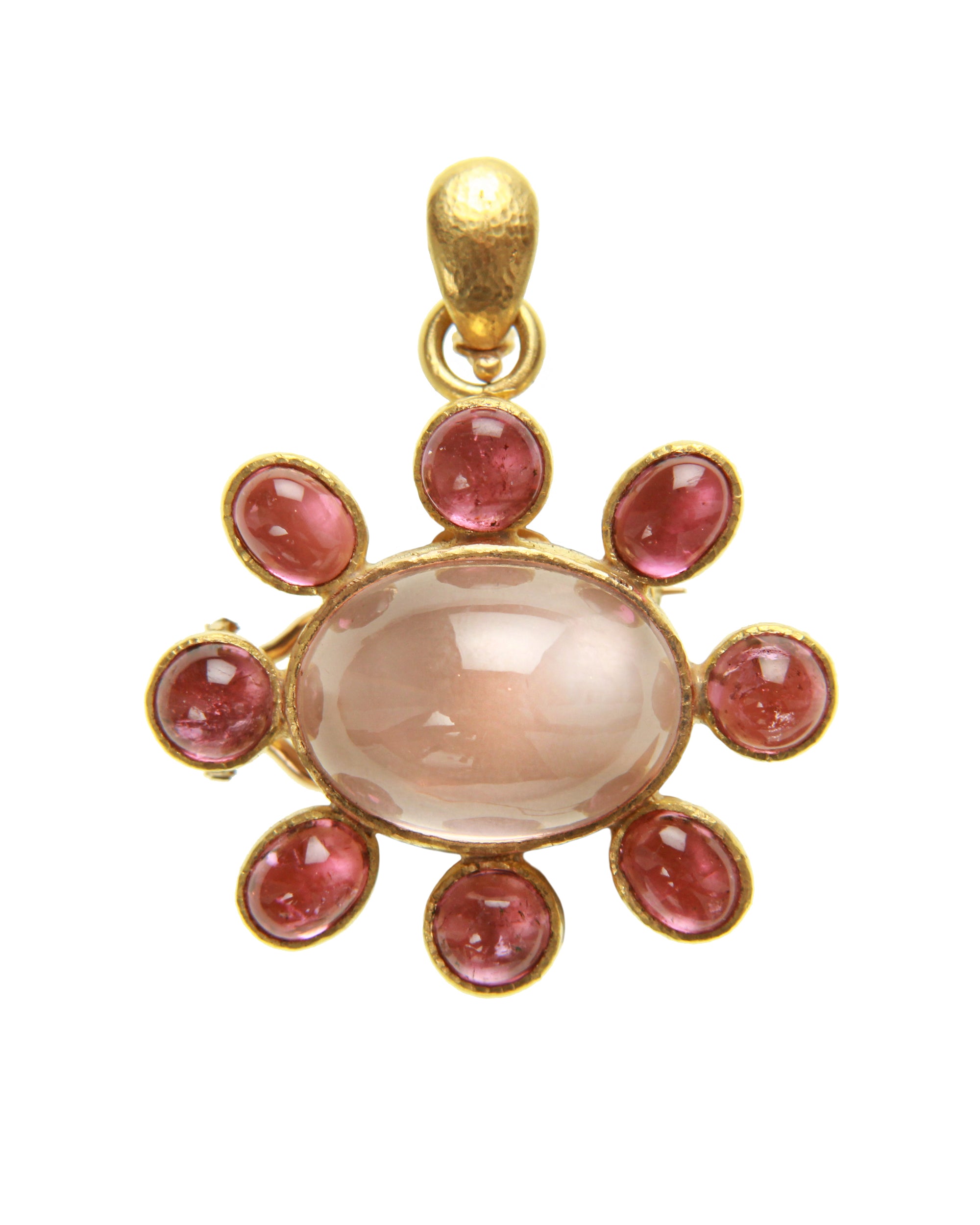 Rose Quartz and Pink Tourmaline Brooch
