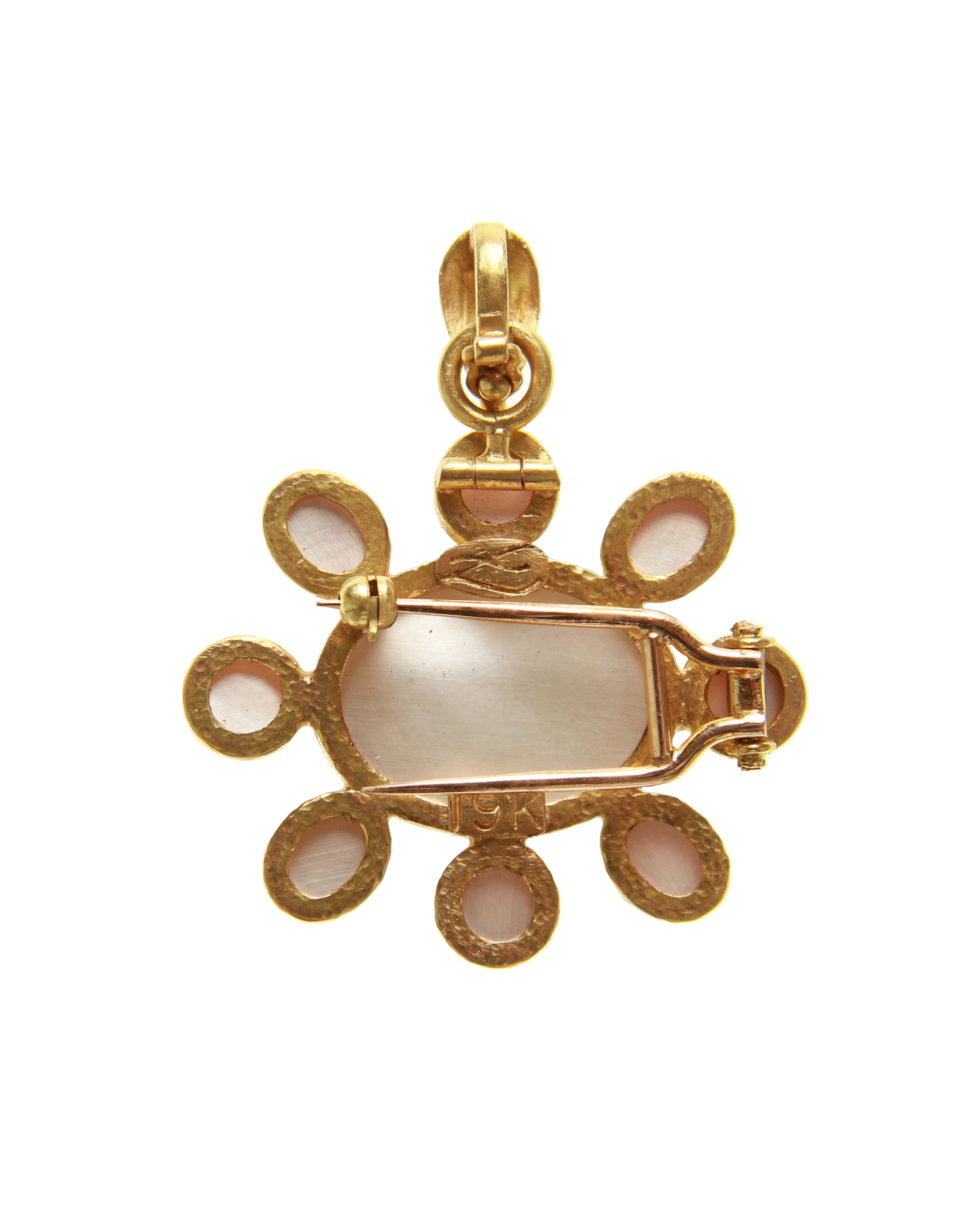 Rose Quartz and Pink Tourmaline Brooch