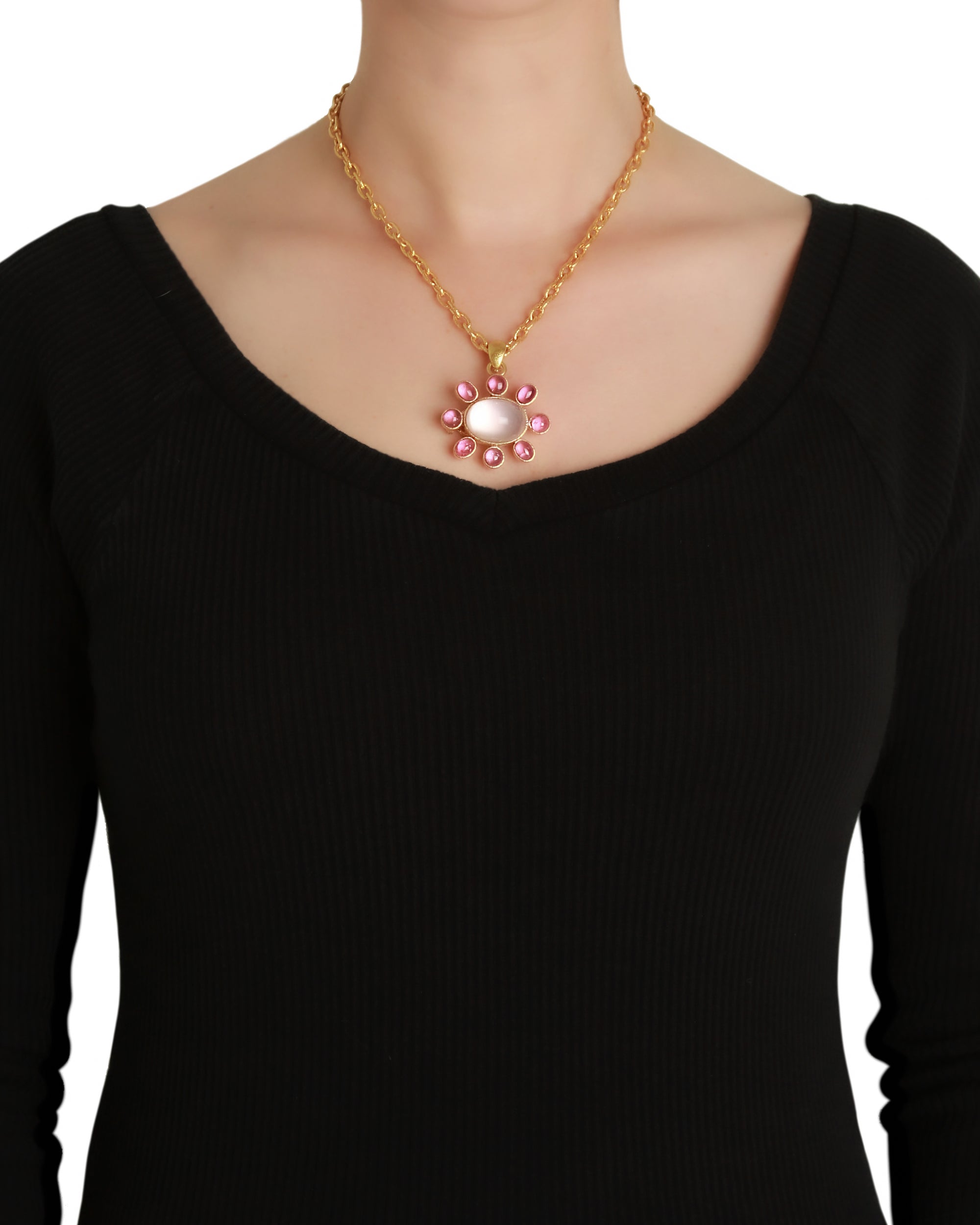Rose Quartz and Pink Tourmaline Brooch