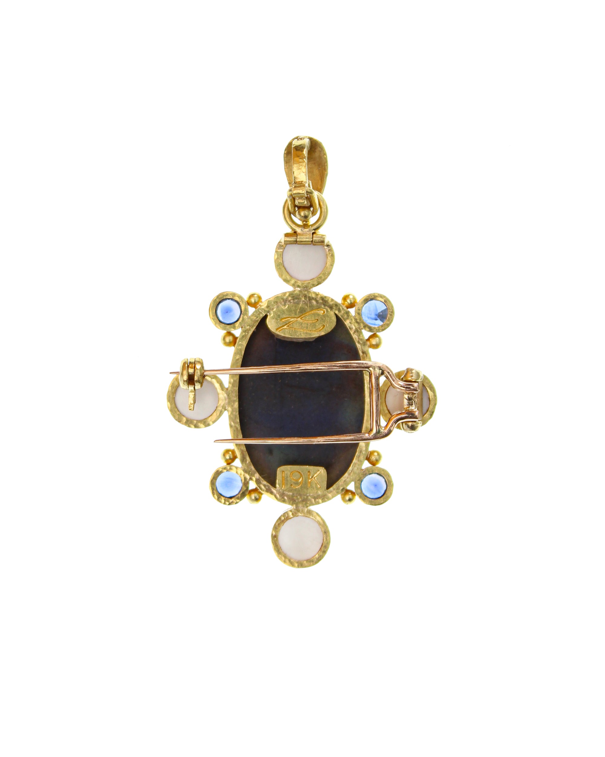 Labradorite and Blue Sapphire Brooch/Pendant