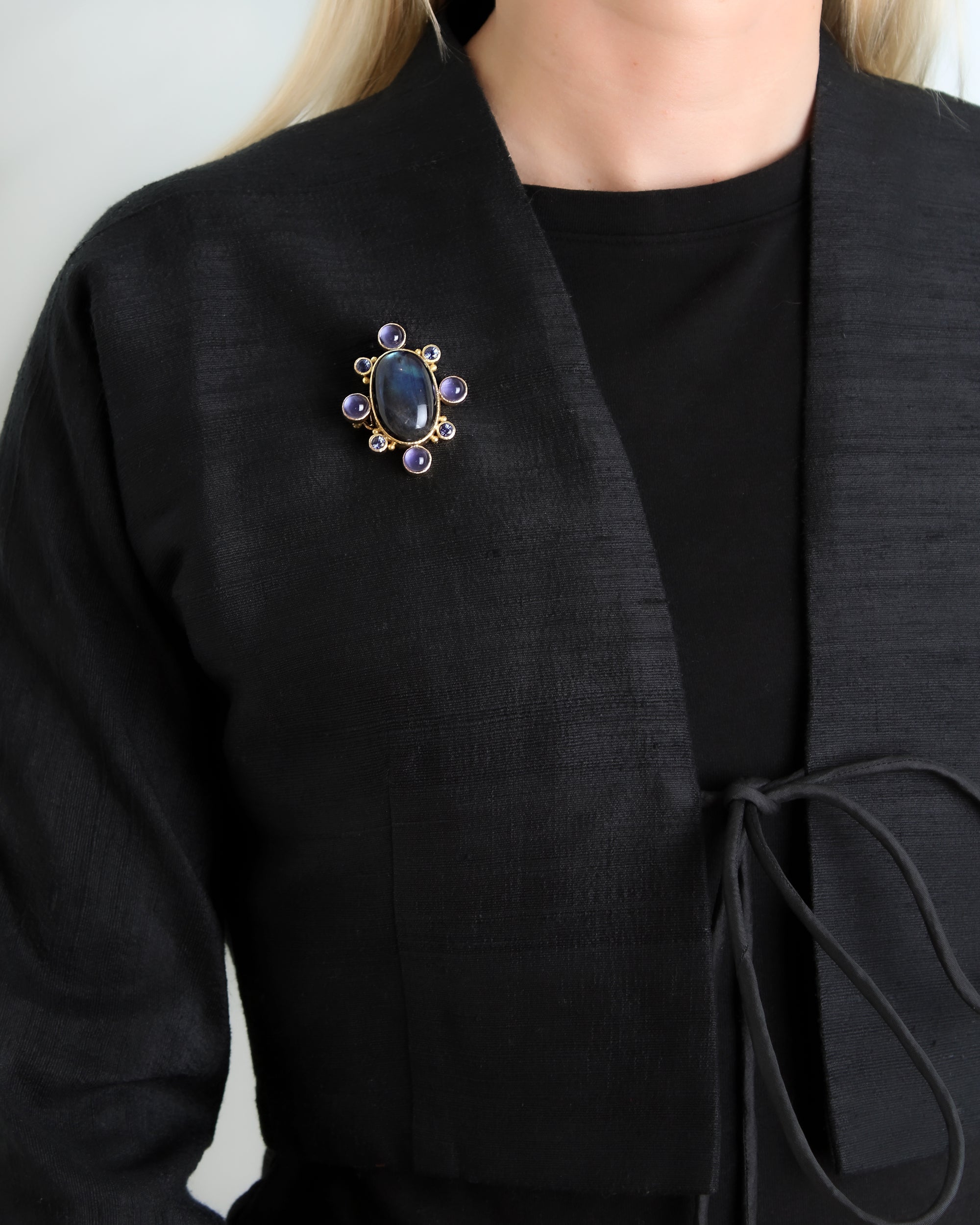 Labradorite and Blue Sapphire Brooch/Pendant