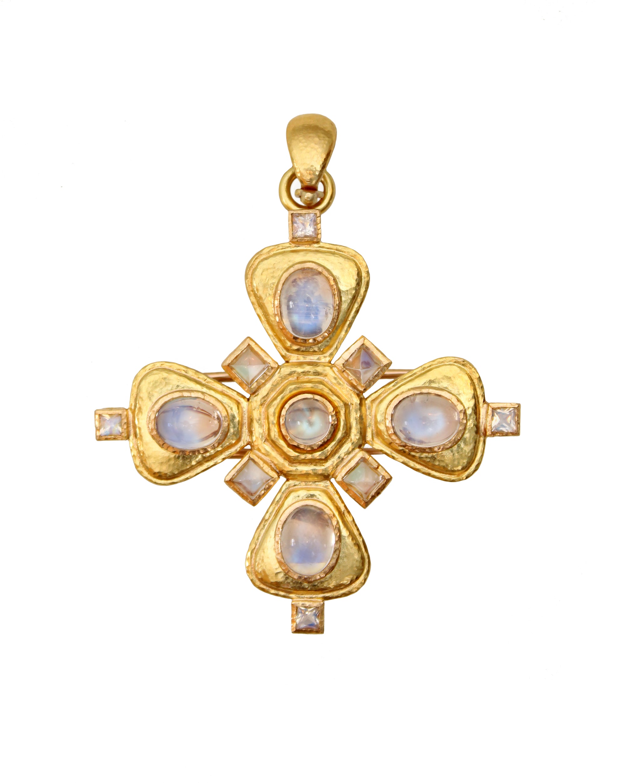 Moonstone Canterbury Cross Brooch/Pendant