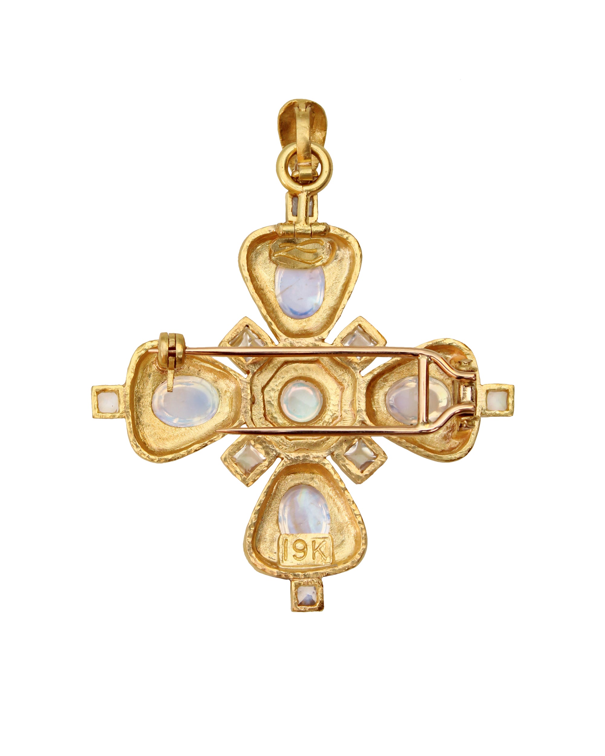 Moonstone Canterbury Cross Brooch/Pendant
