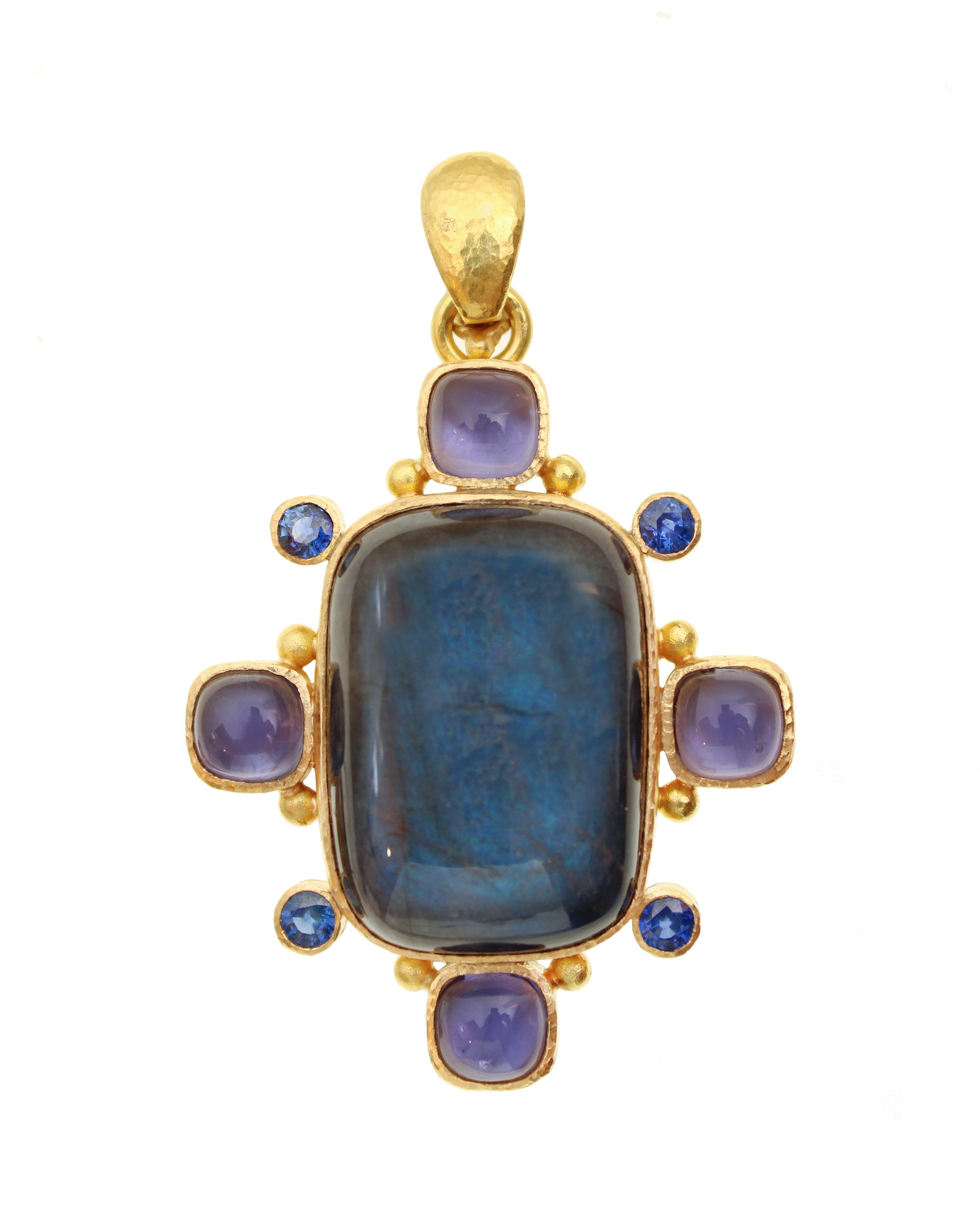 Labradorite, Iolite and Sapphire Brooch/Pendant