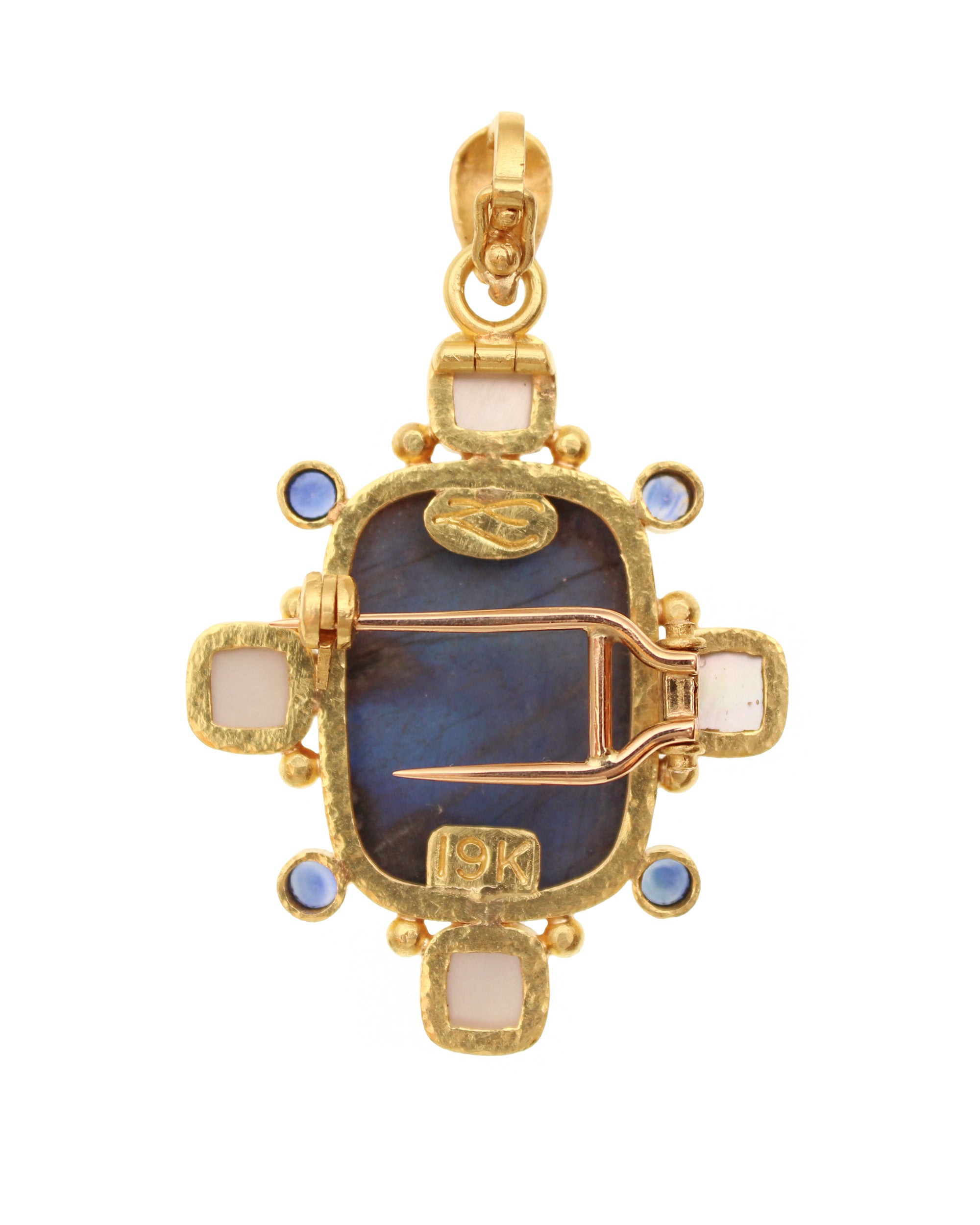 Labradorite, Iolite and Sapphire Brooch/Pendant