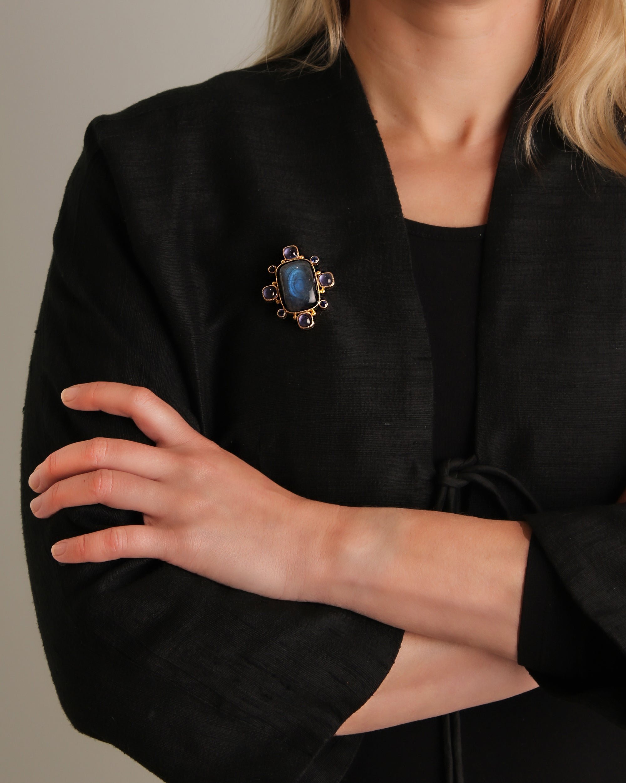 Labradorite, Iolite and Sapphire Brooch/Pendant