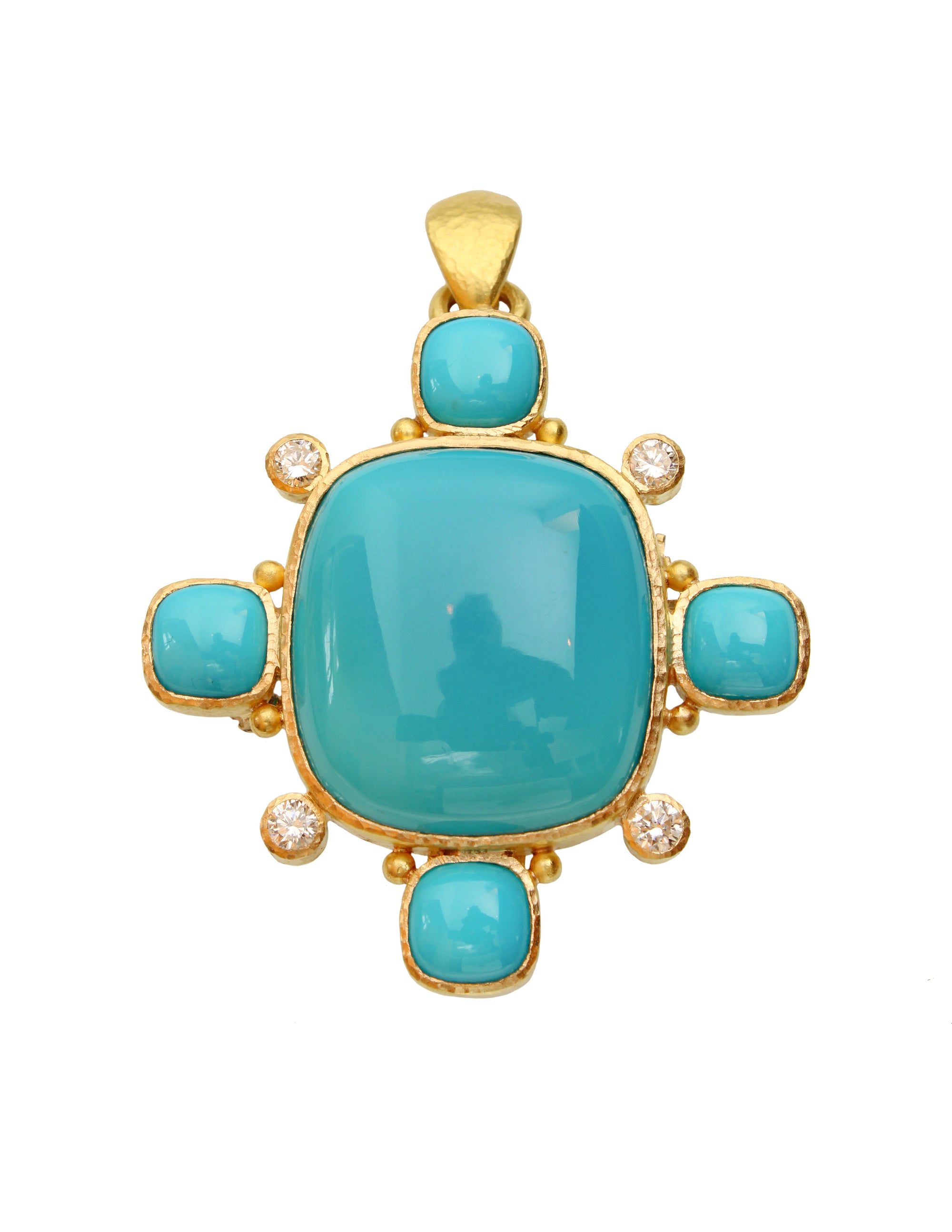 Turquoise and Diamond Brooch/Pendant