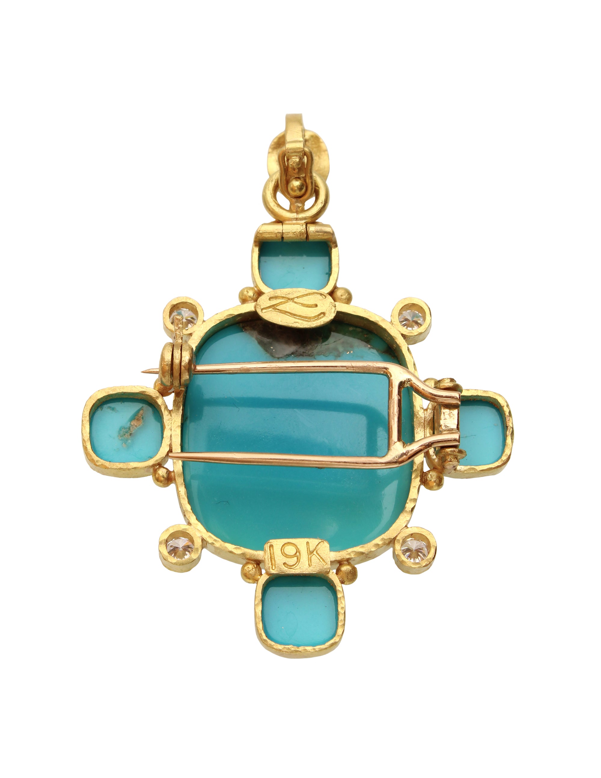 Turquoise and Diamond Brooch/Pendant