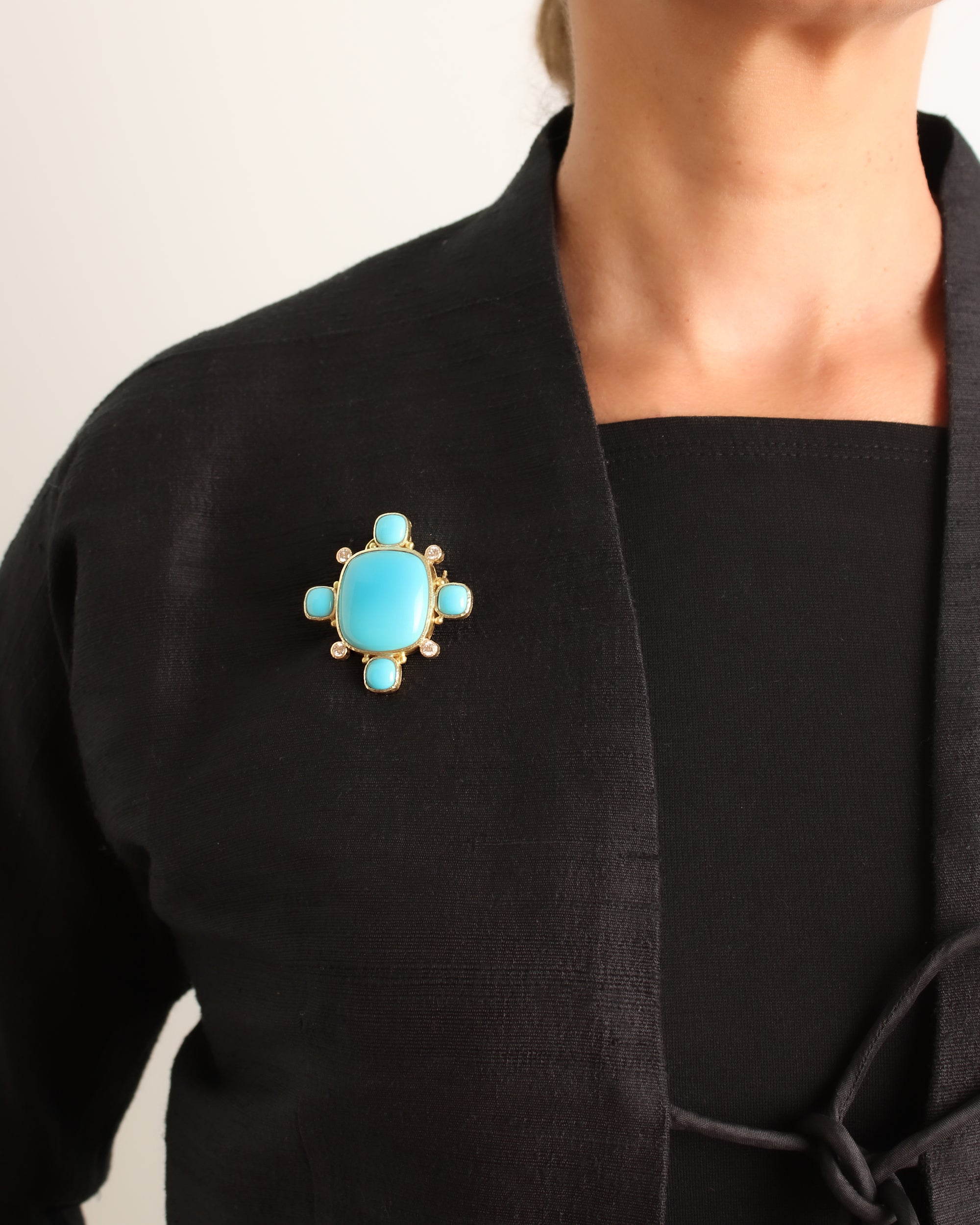 Turquoise and Diamond Brooch/Pendant