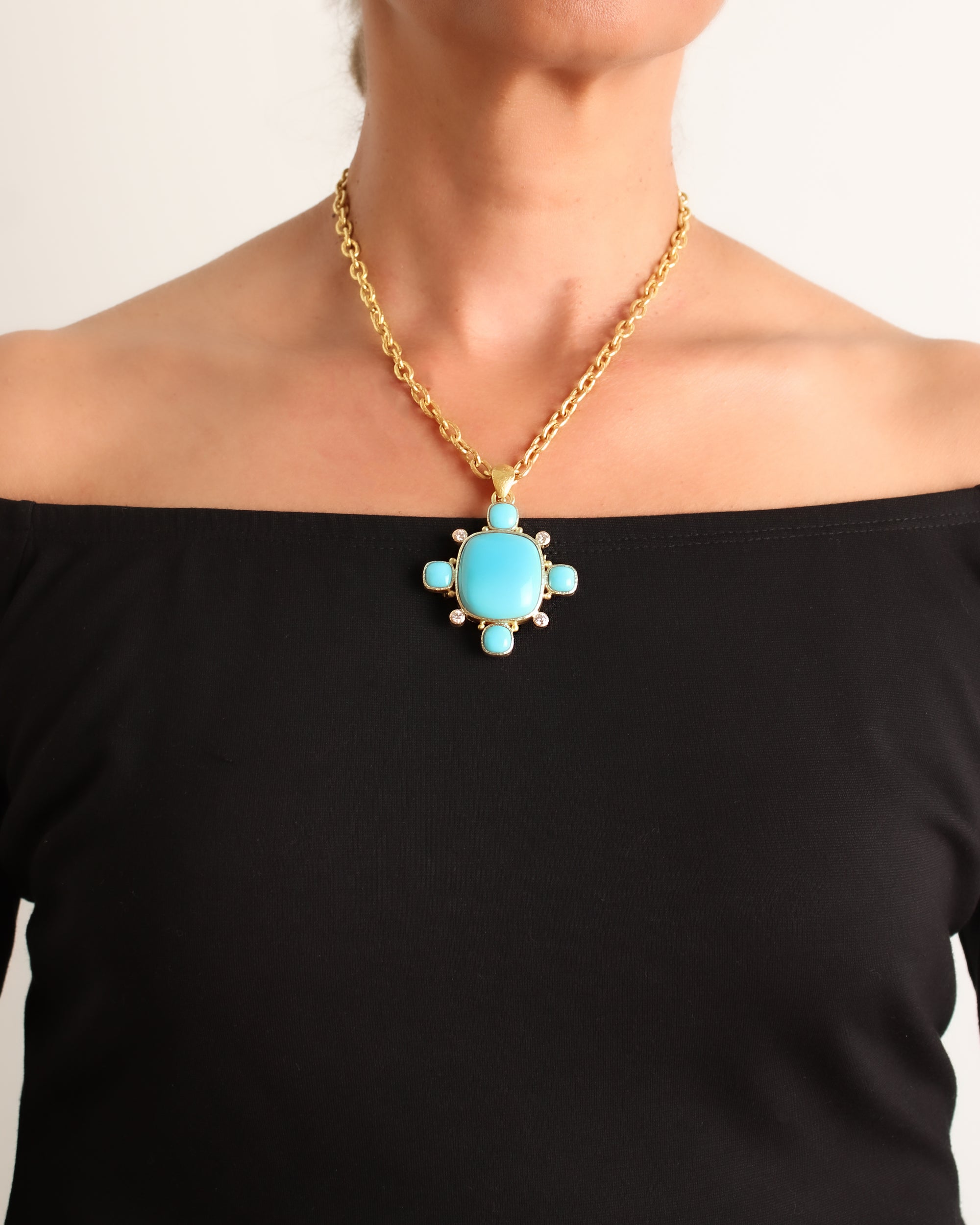 Turquoise and Diamond Brooch/Pendant