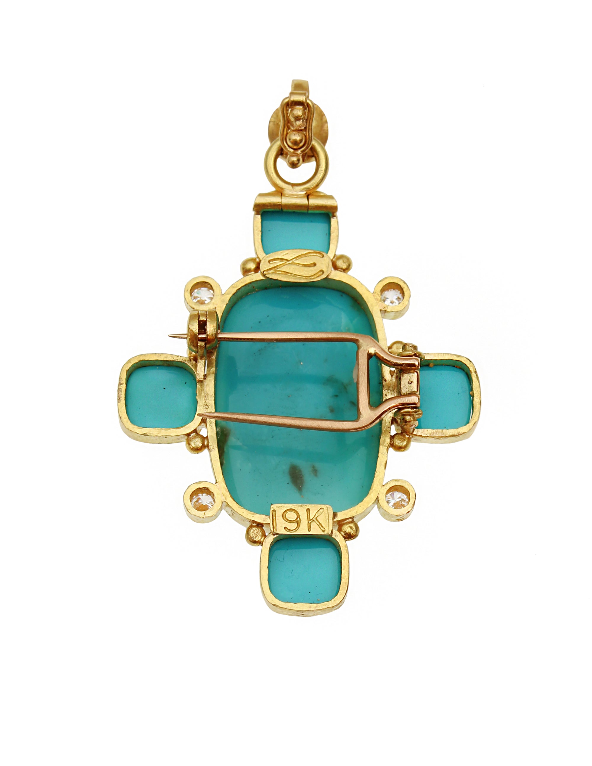 Turquoise and Diamond Brooch/Pendant