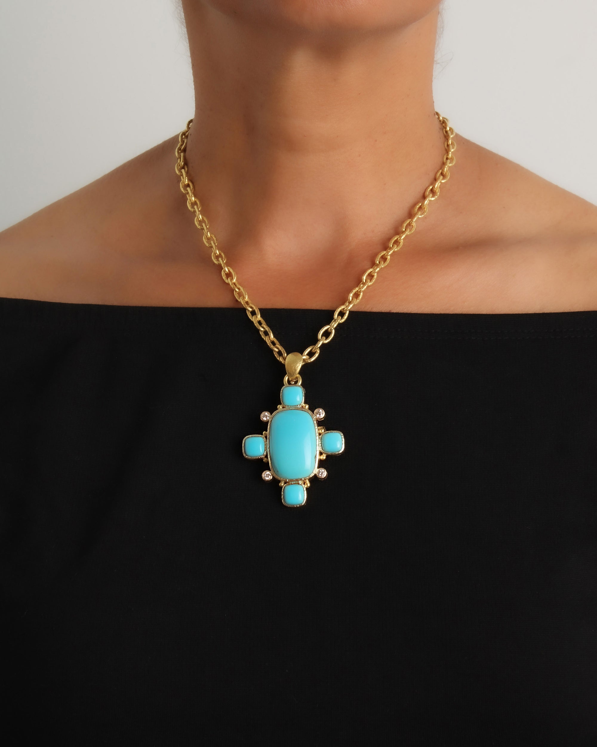 Turquoise and Diamond Brooch/Pendant