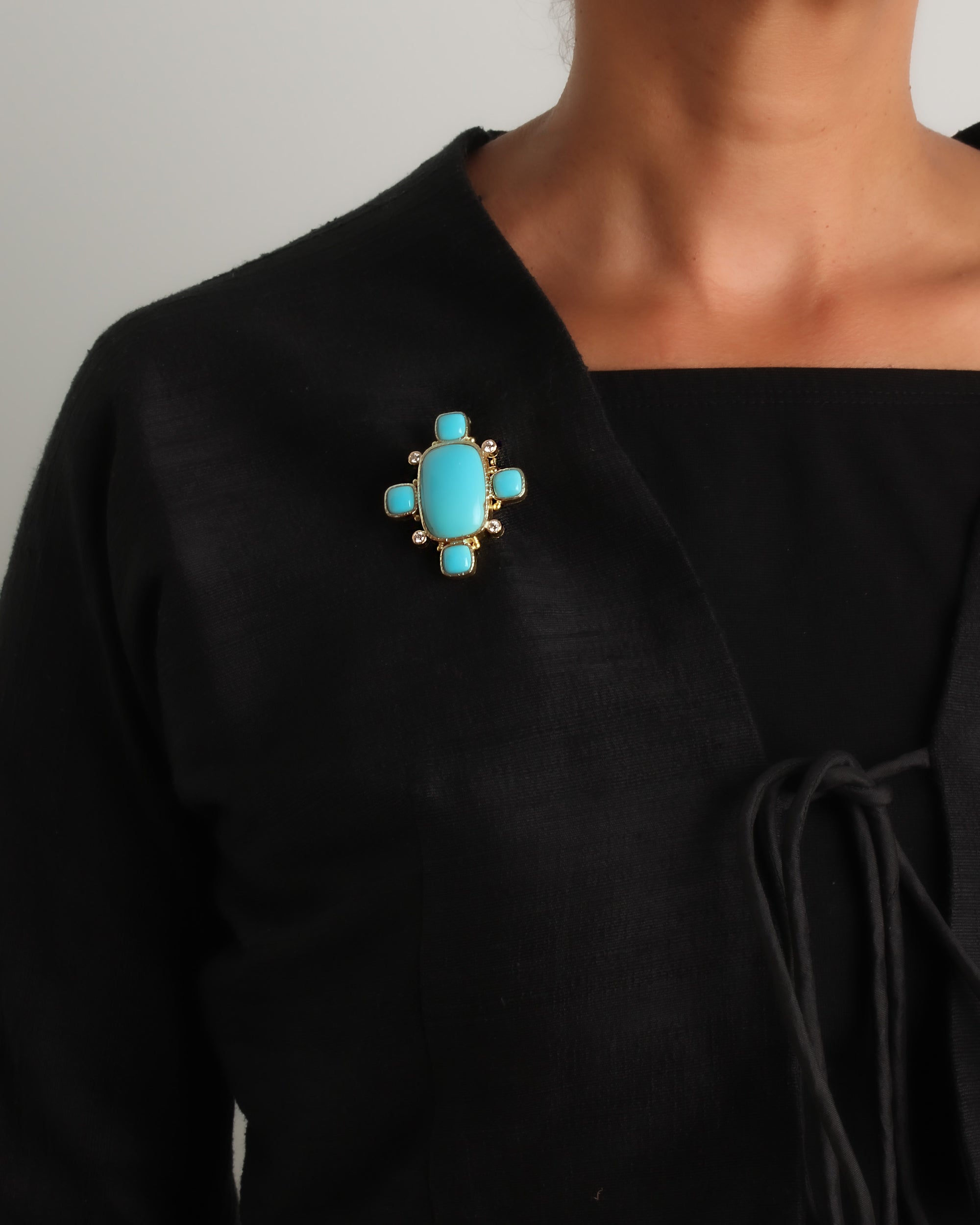 Turquoise and Diamond Brooch/Pendant