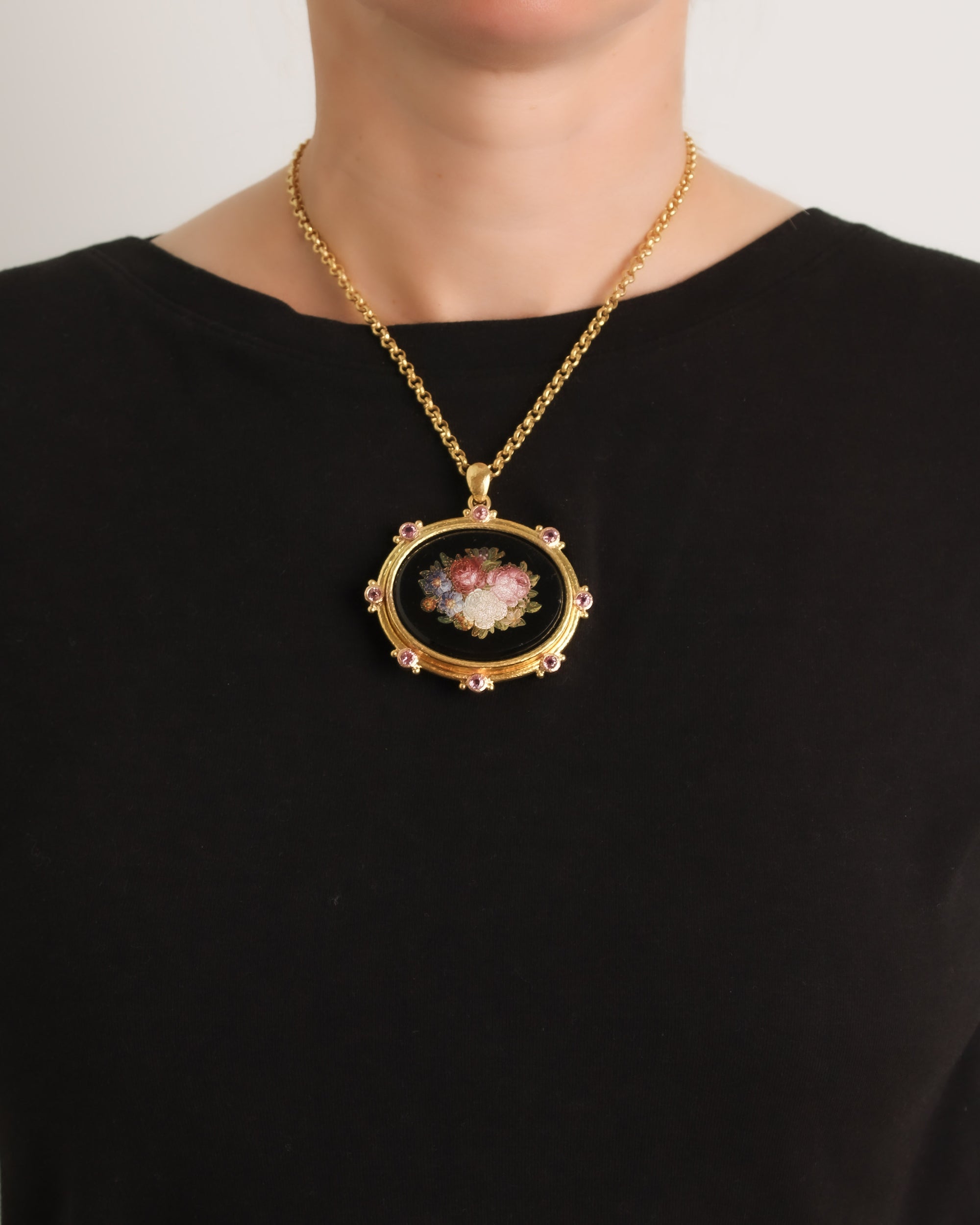 Antique Micromosaic 'Flowers' Brooch/Pendant