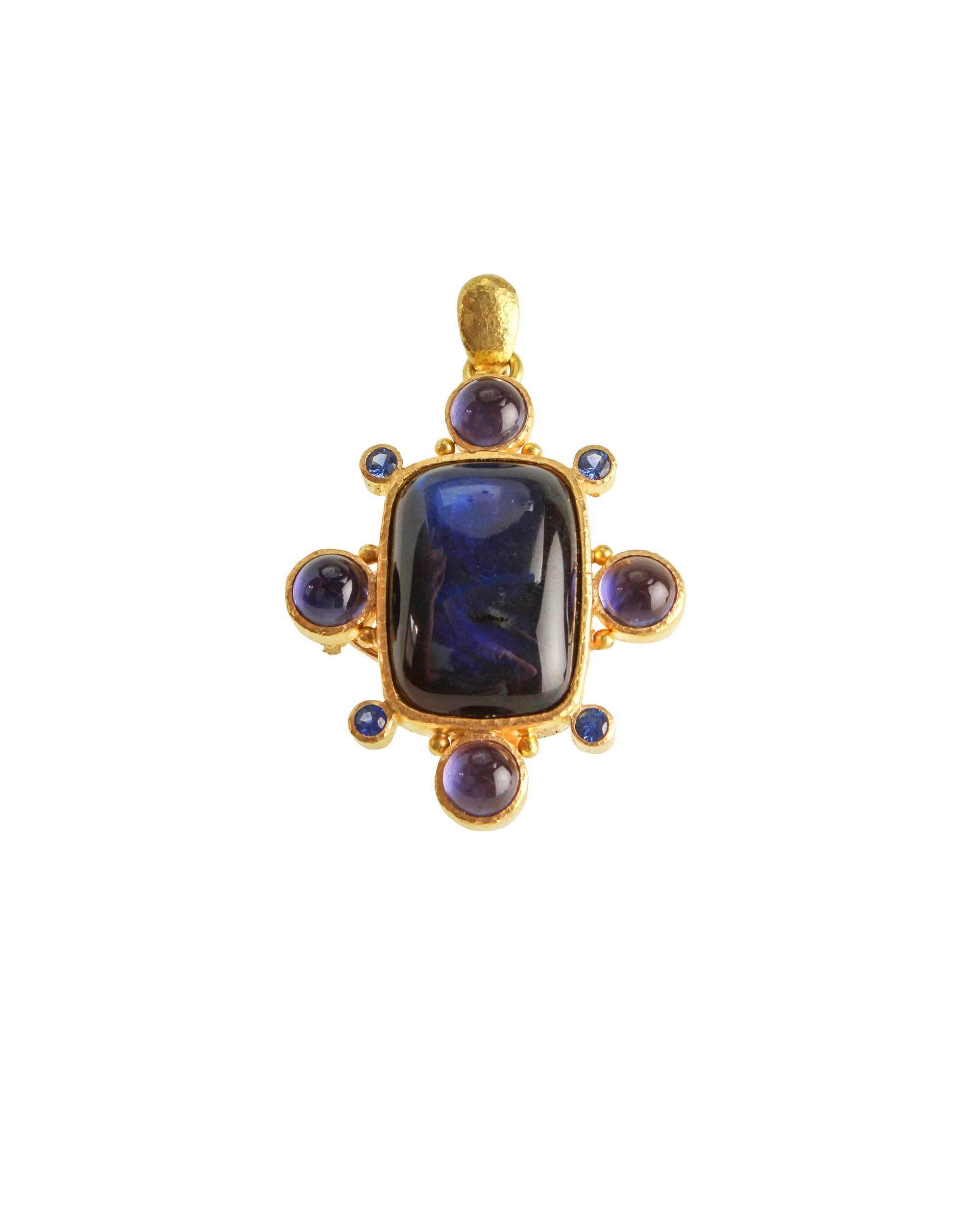 Labradorite,Iolite, & Blue Sapphire Brooch/Pendant