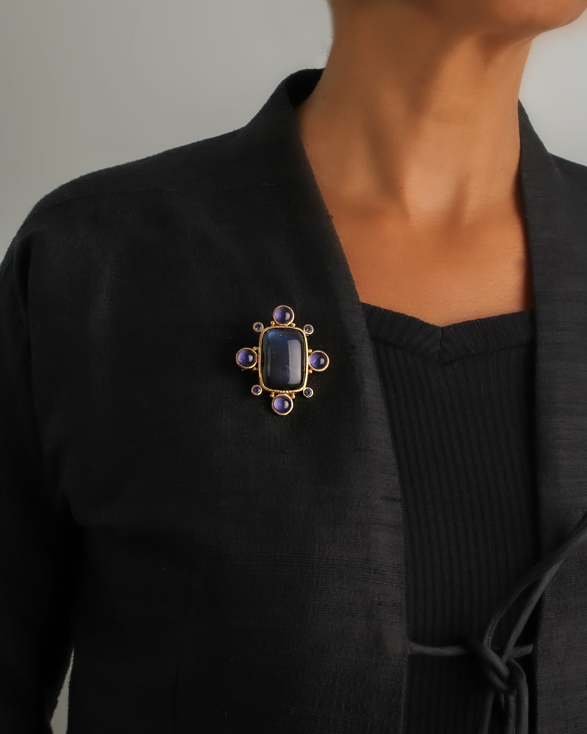 Labradorite,Iolite, & Blue Sapphire Brooch/Pendant