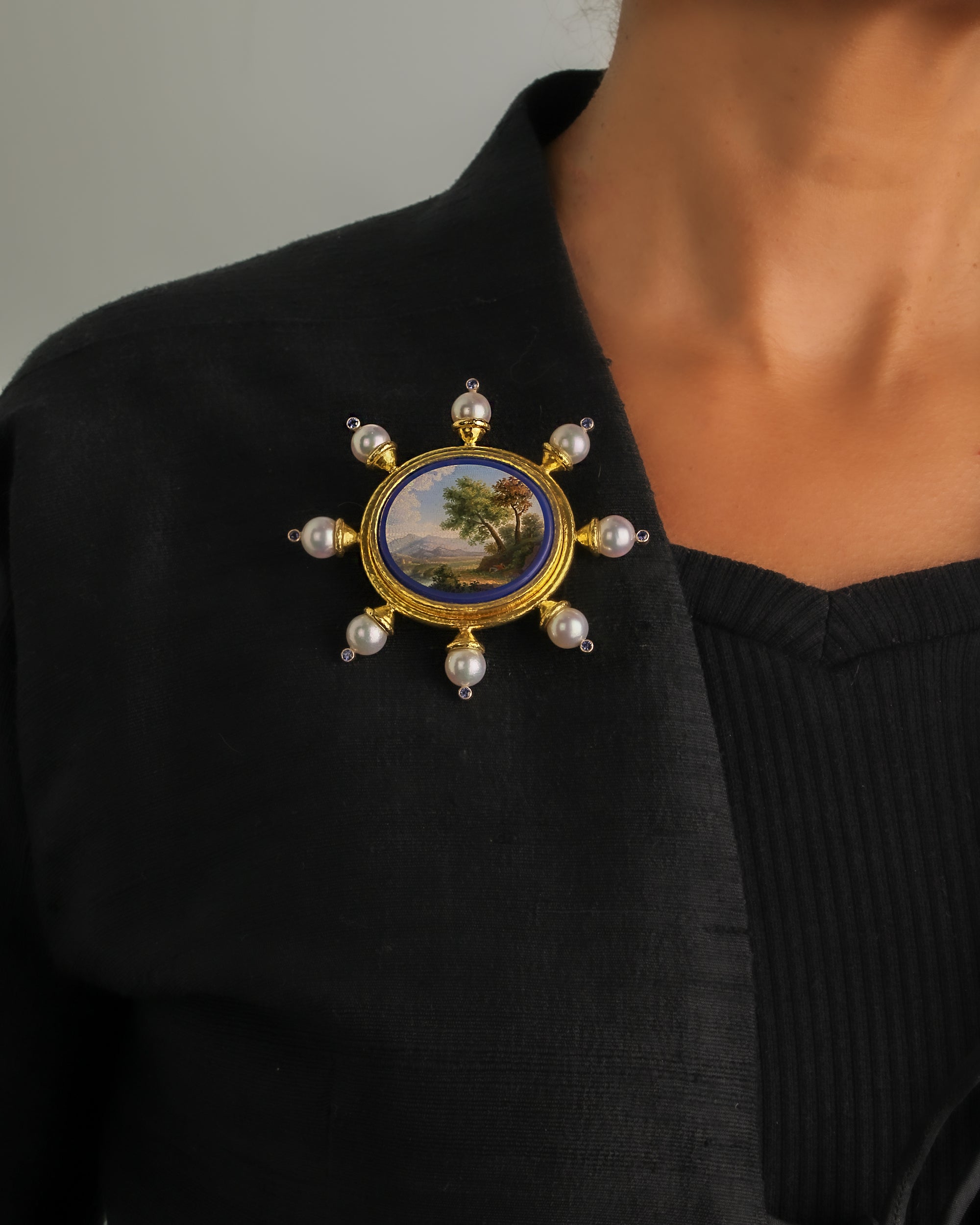 19th Century 'Two Trees' Micromosaic Brooch