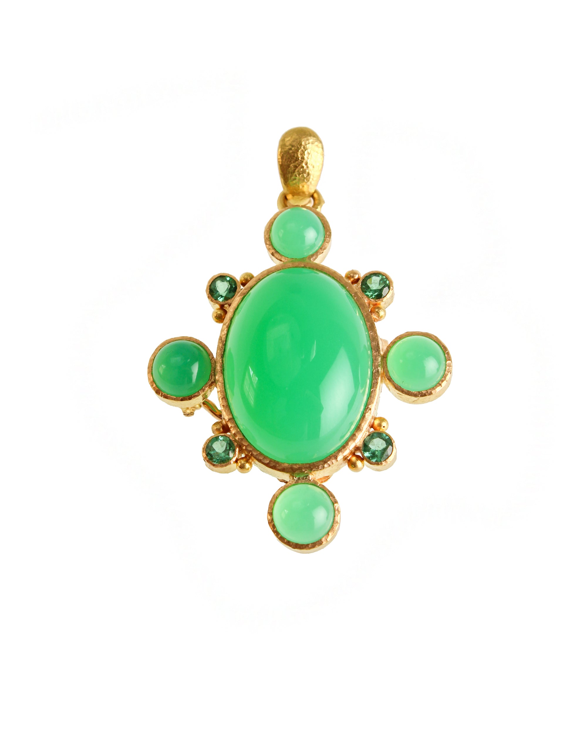 Chrysoprase & Green Tourmaline Brooch/Pendant