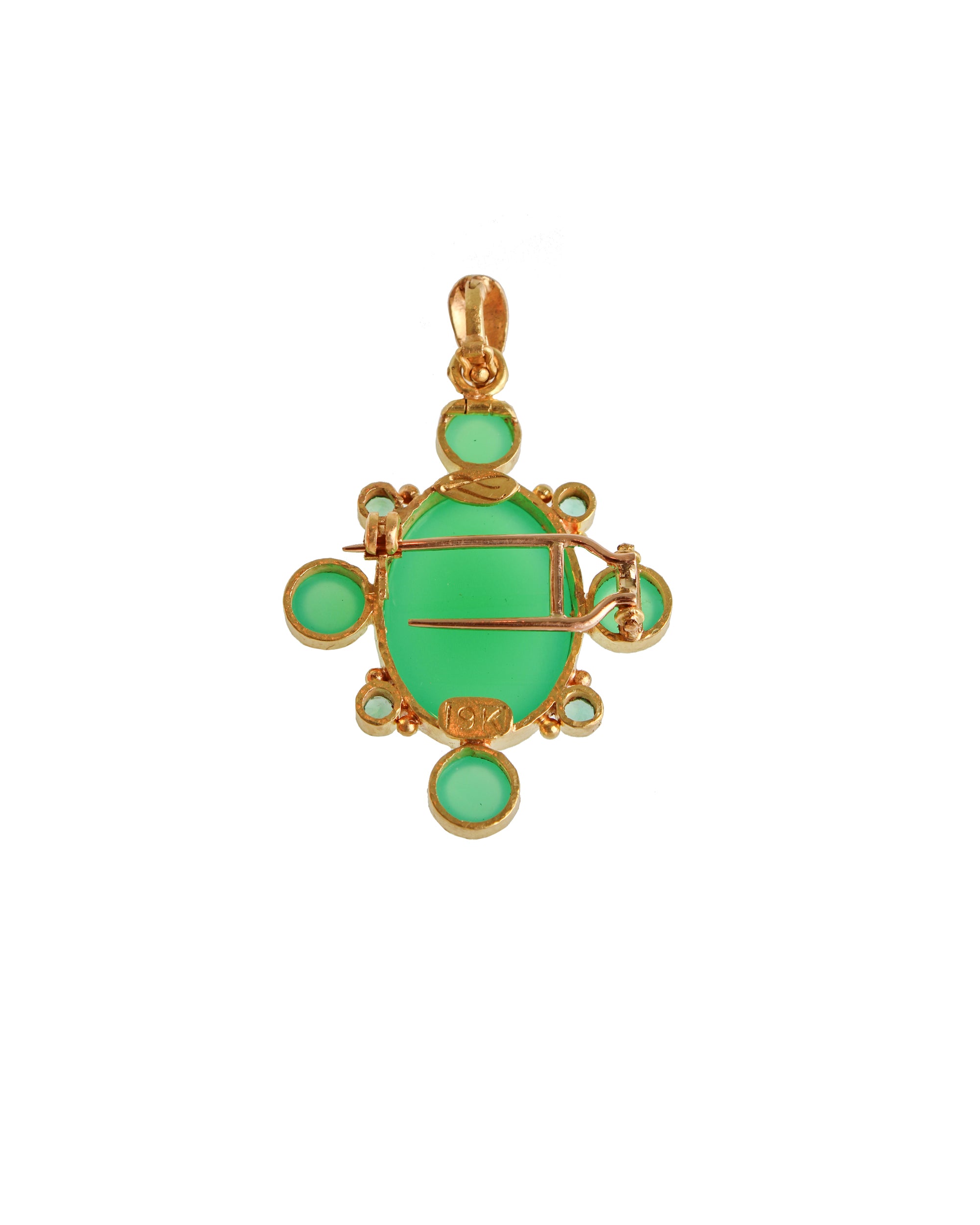 Chrysoprase & Green Tourmaline Brooch/Pendant