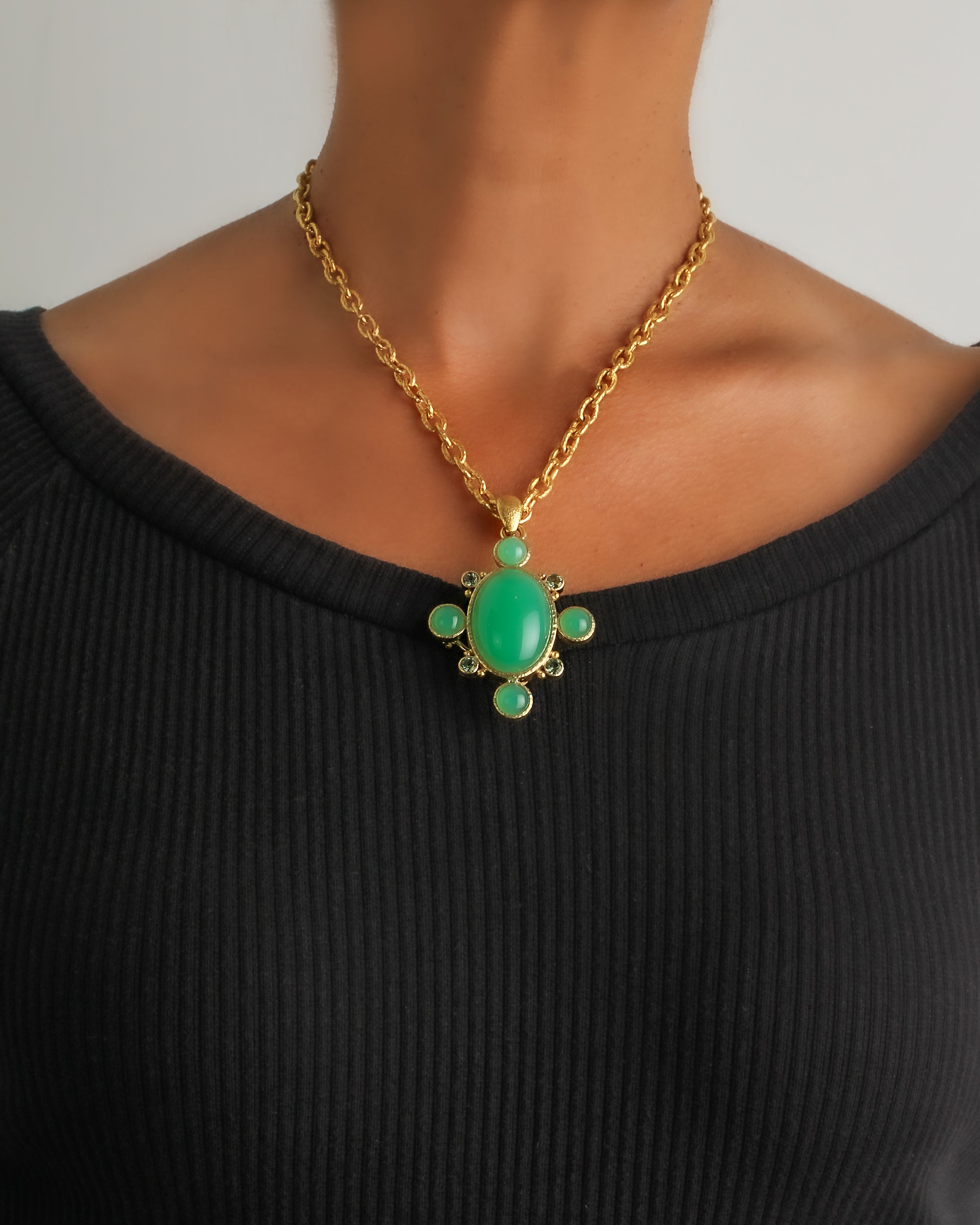 Chrysoprase & Green Tourmaline Brooch/Pendant