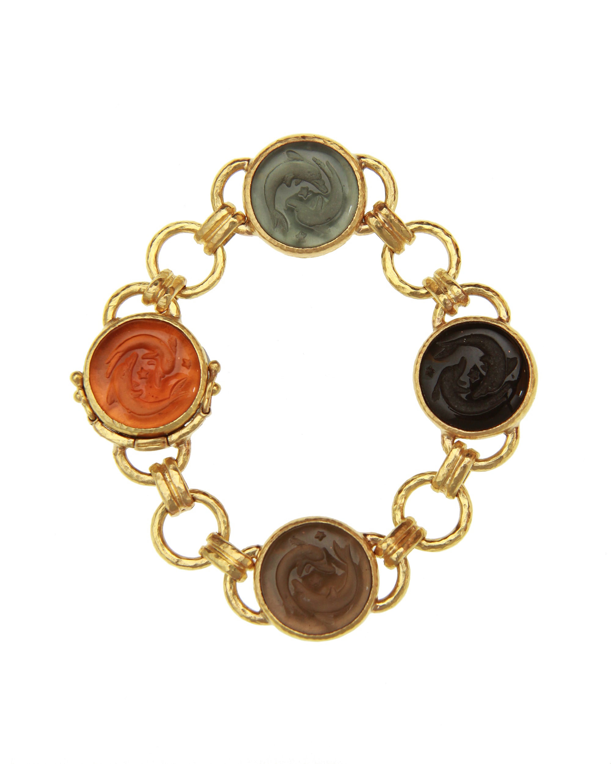 Neutral Venetian glass 'Dolphin Twins' Bracelet