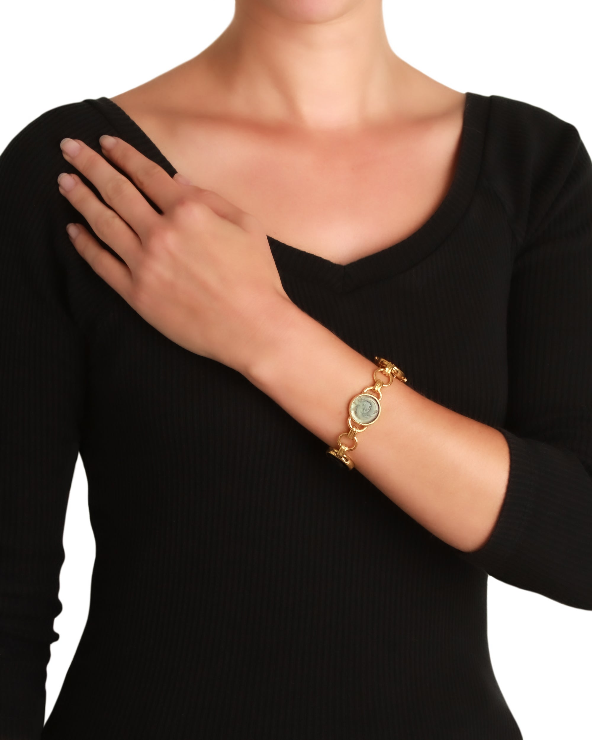 Neutral Venetian glass 'Dolphin Twins' Bracelet