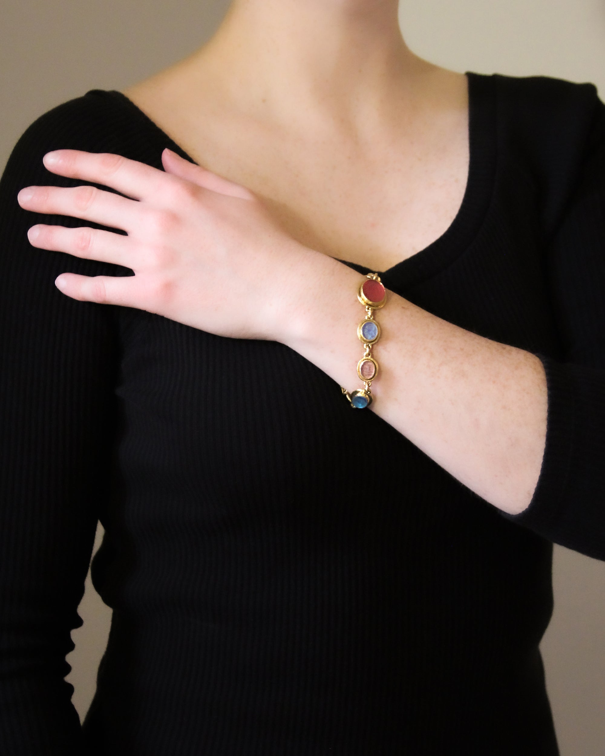 Pastel Venetian Glass Intaglio Bracelet