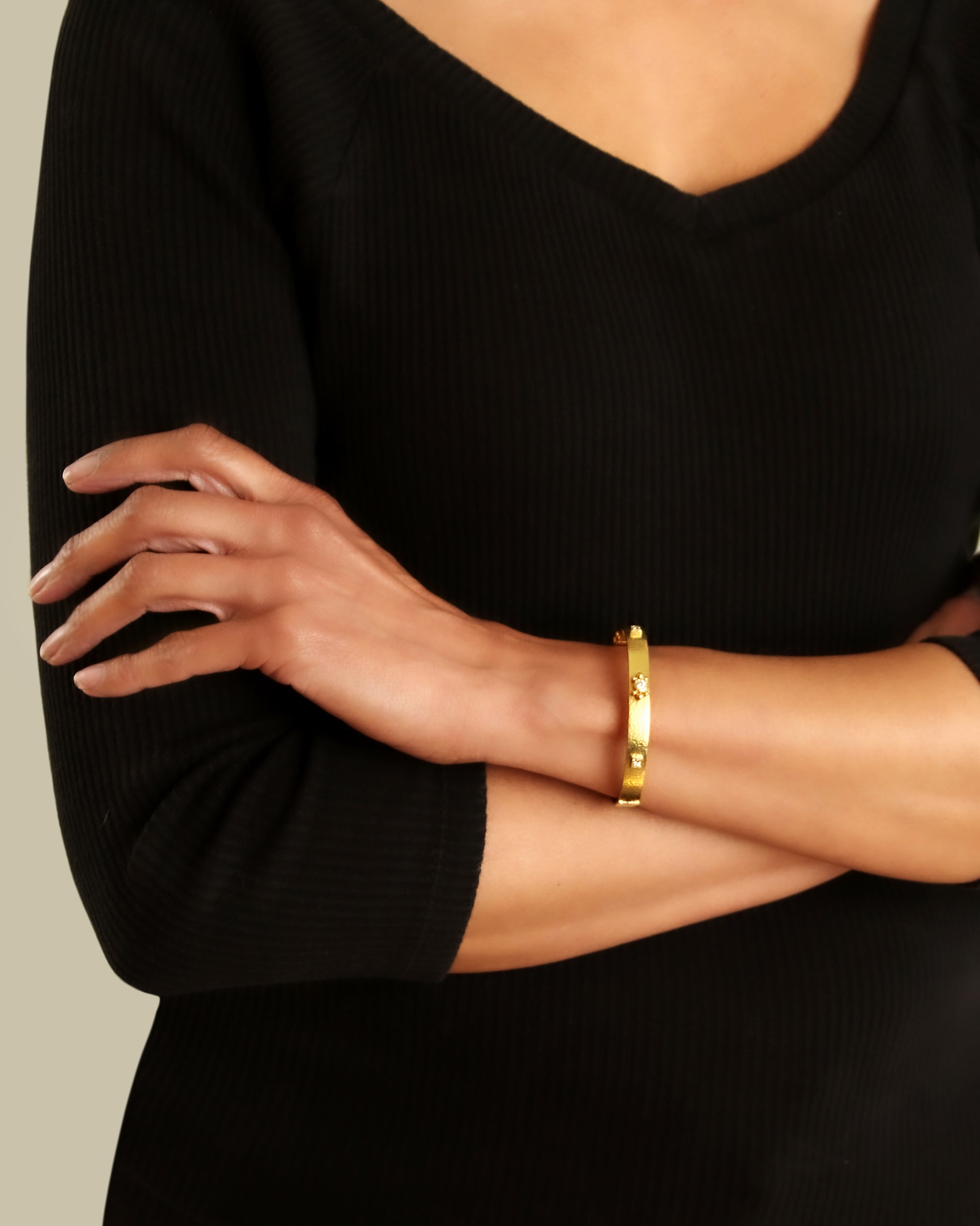 Flat Ribbon Bangle with Diamonds
