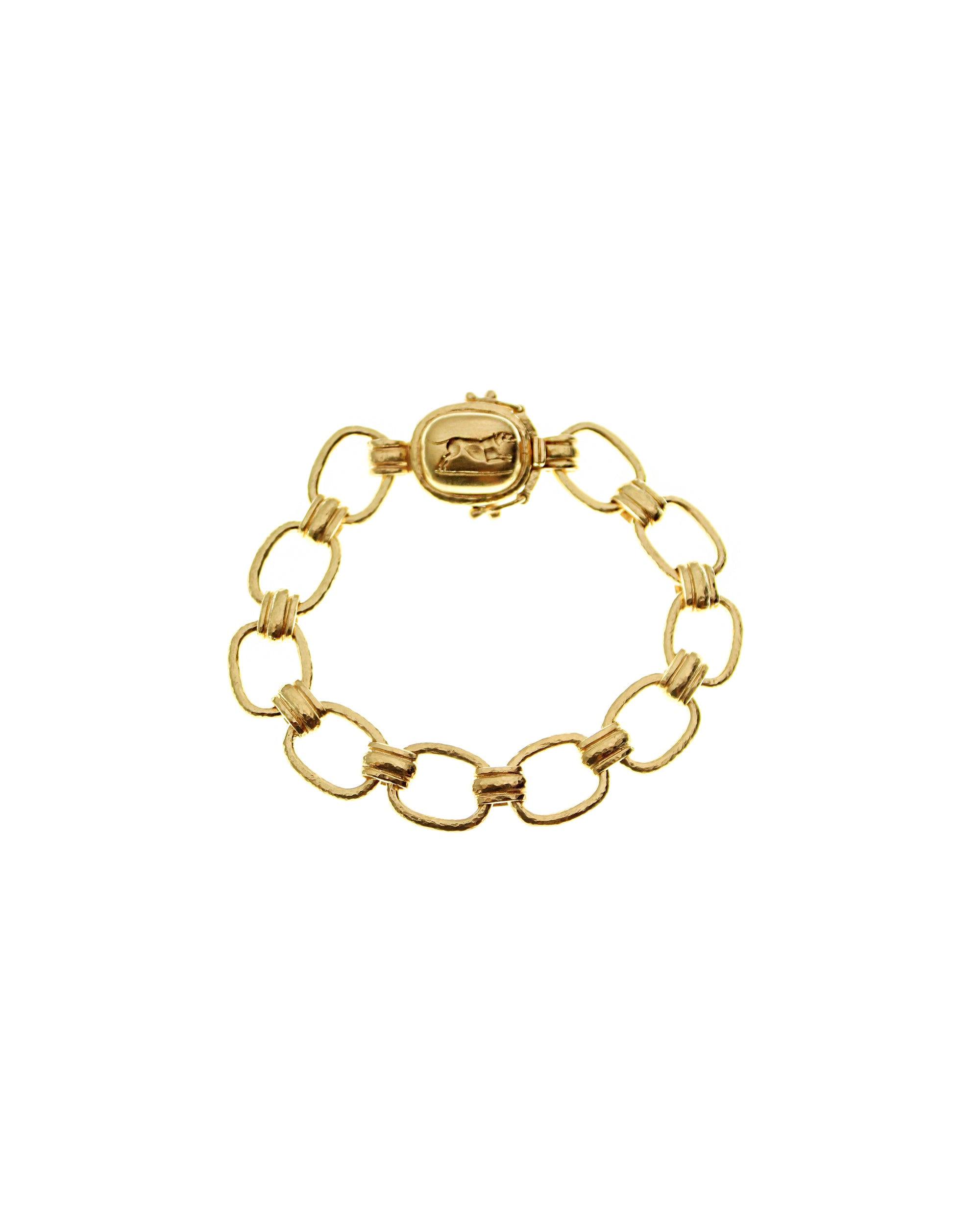 Rectangular Link Bracelet with 'Dog' Clasp