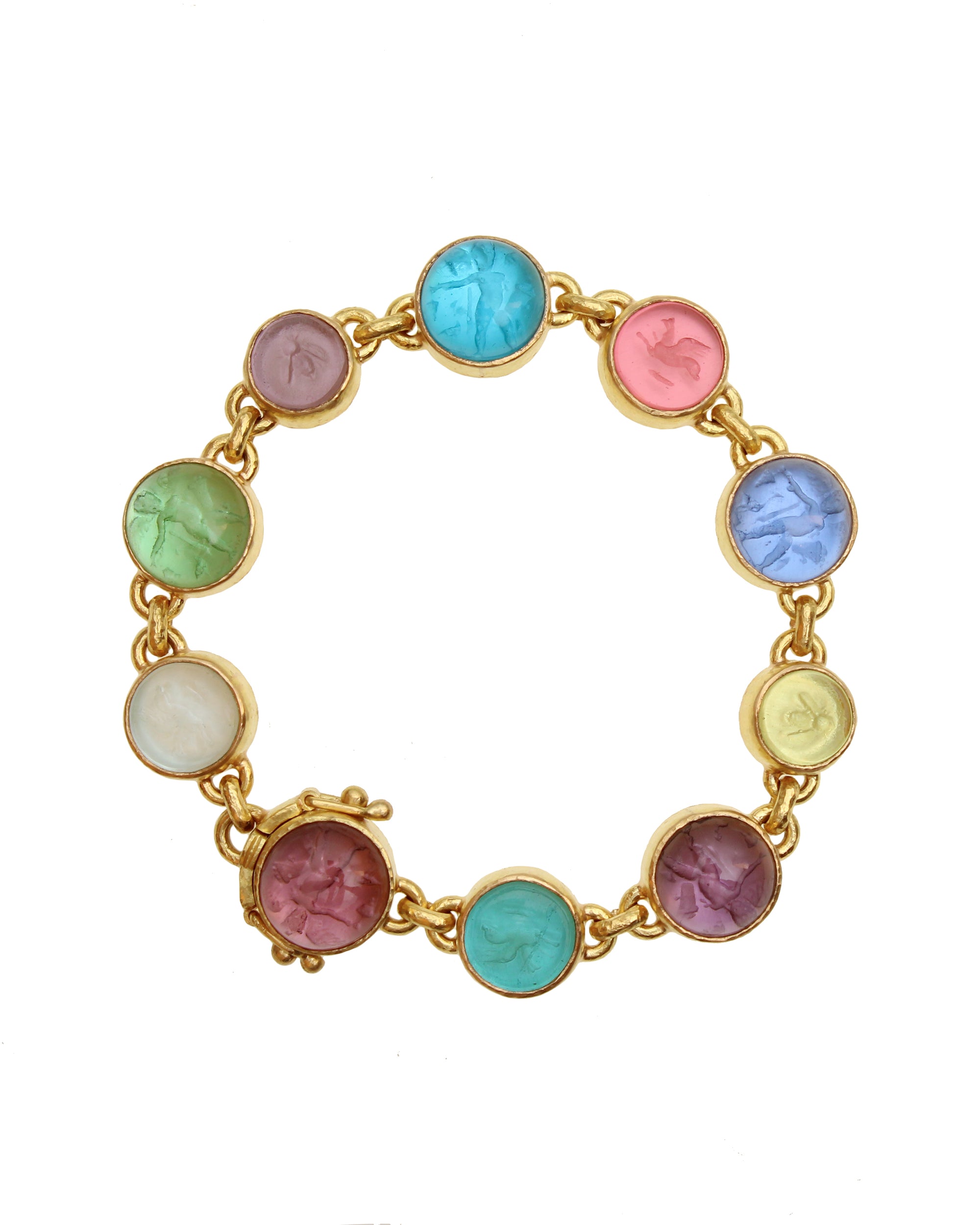 Small Pastel Venetian Glass Intaglio Bracelet