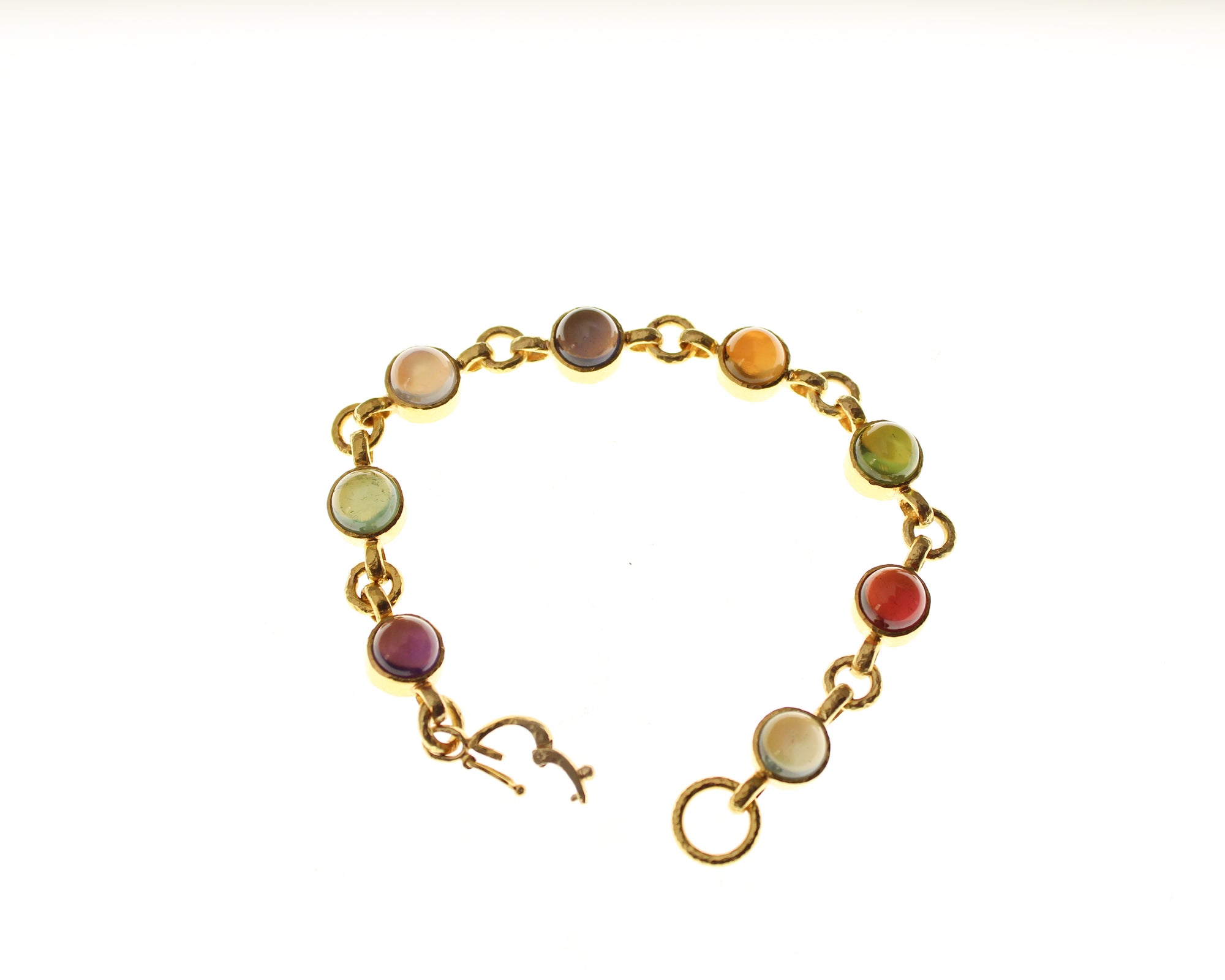 Round Cabochon Stone Bracelet with 'Circle' Clasp