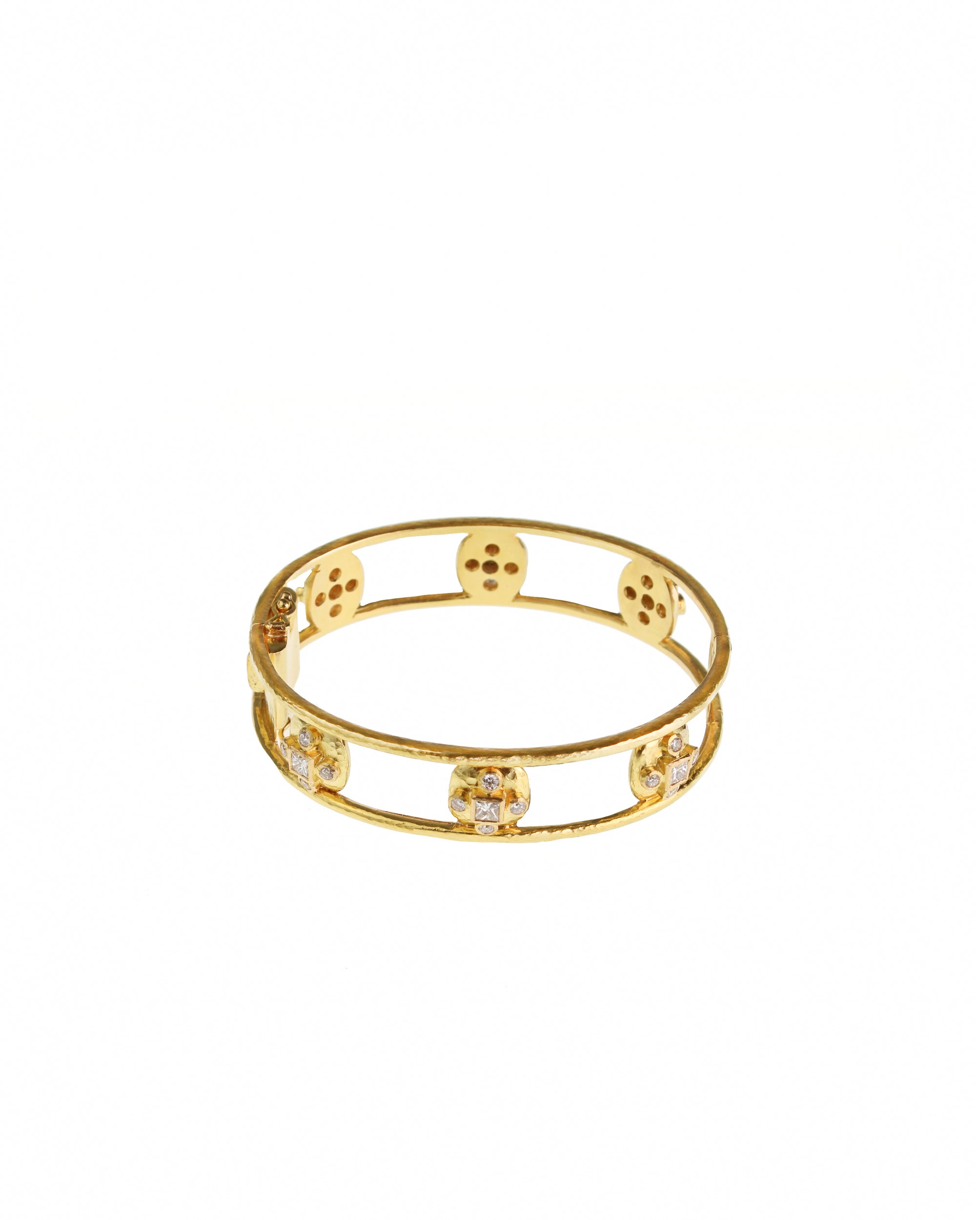 Open Tube Bezel with Diamond Square Bangle