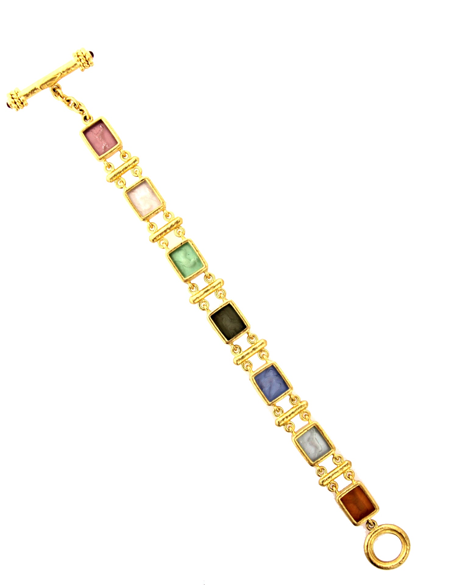 Pastel Venetian Glass Intaglio 'Zoo' Bracelet
