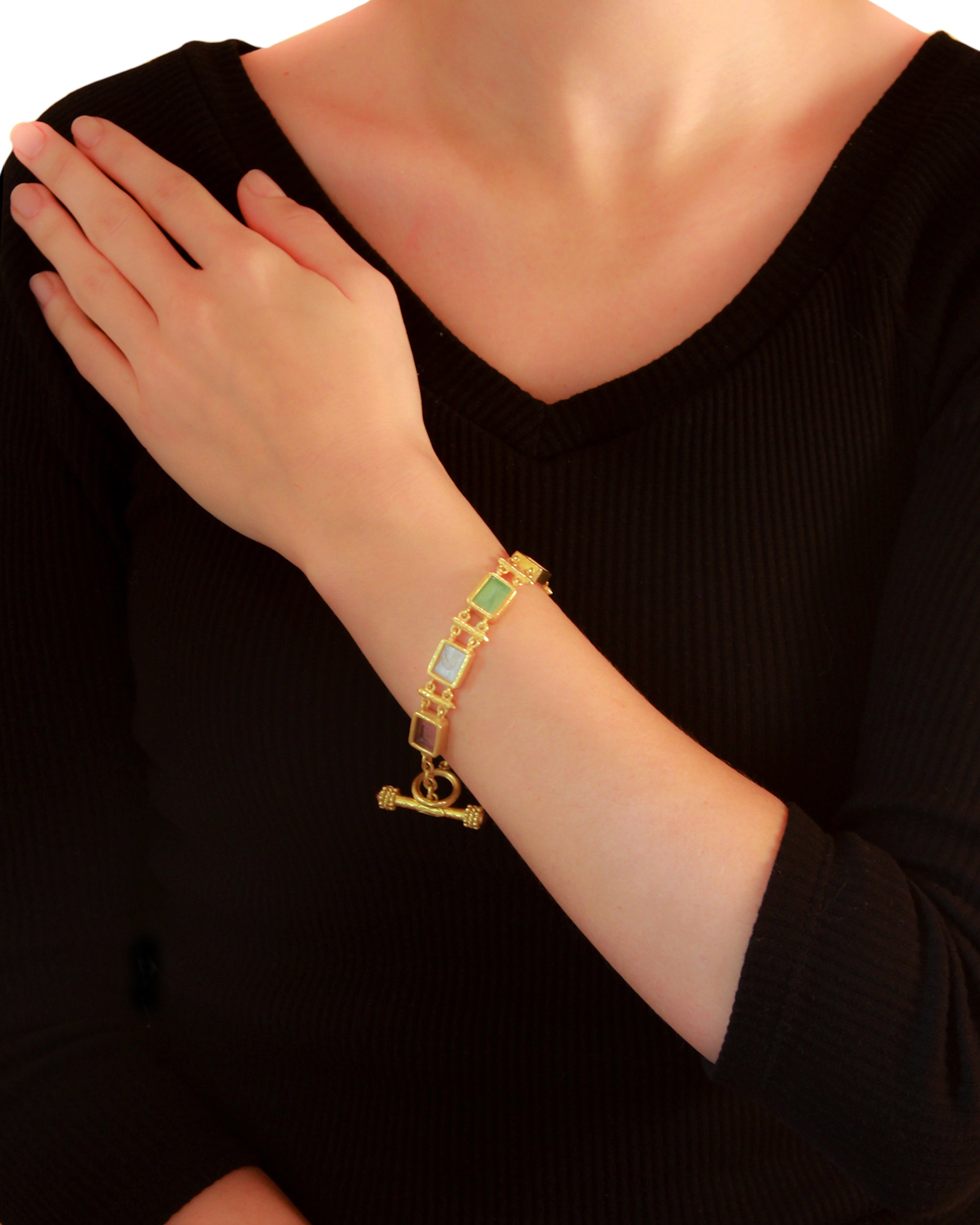 Pastel Venetian Glass Intaglio 'Zoo' Bracelet