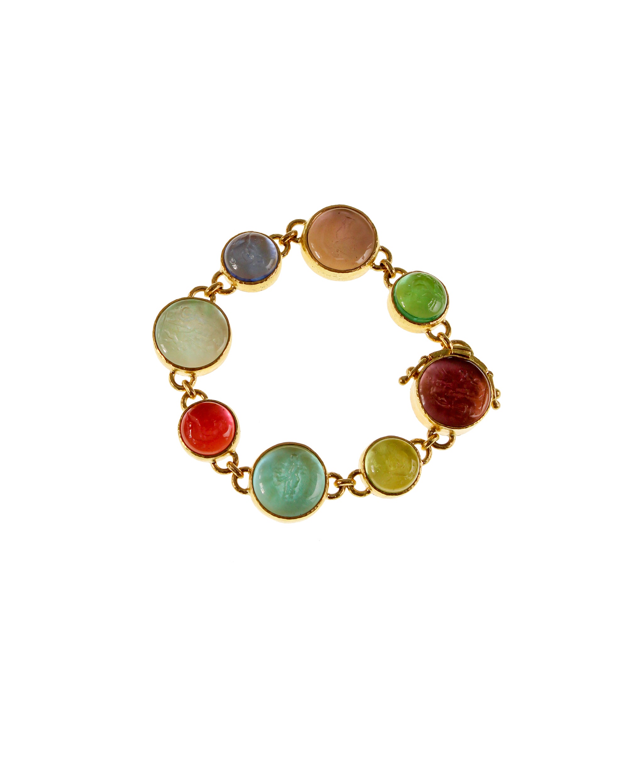 Pastel Round Venetian Glass Intaglio Bracelet