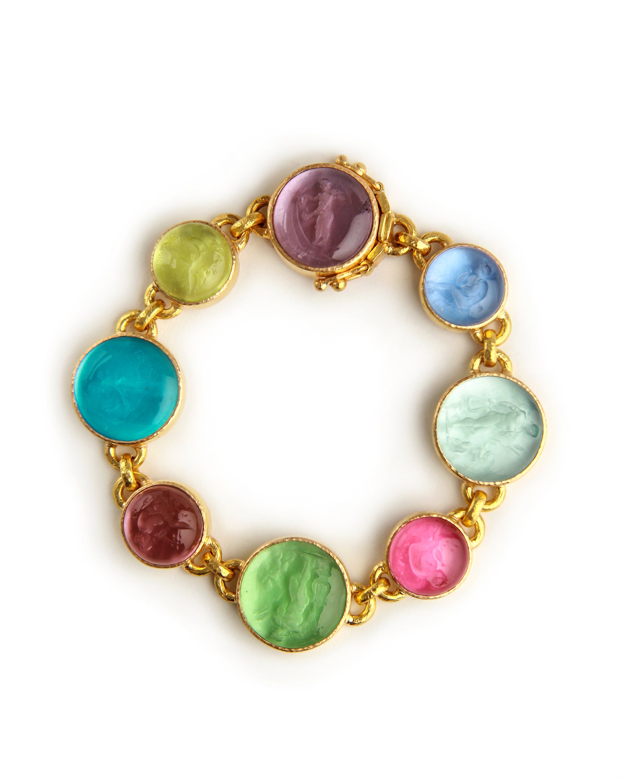 Pastel round Venetian glass intaglio bracelet