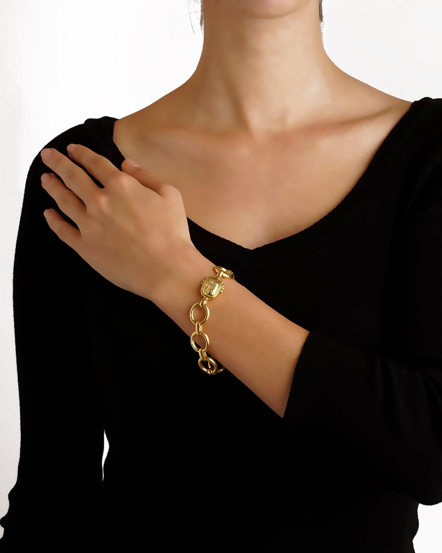 Smooth Link Bracelet with 'Fat Bee' Clasp