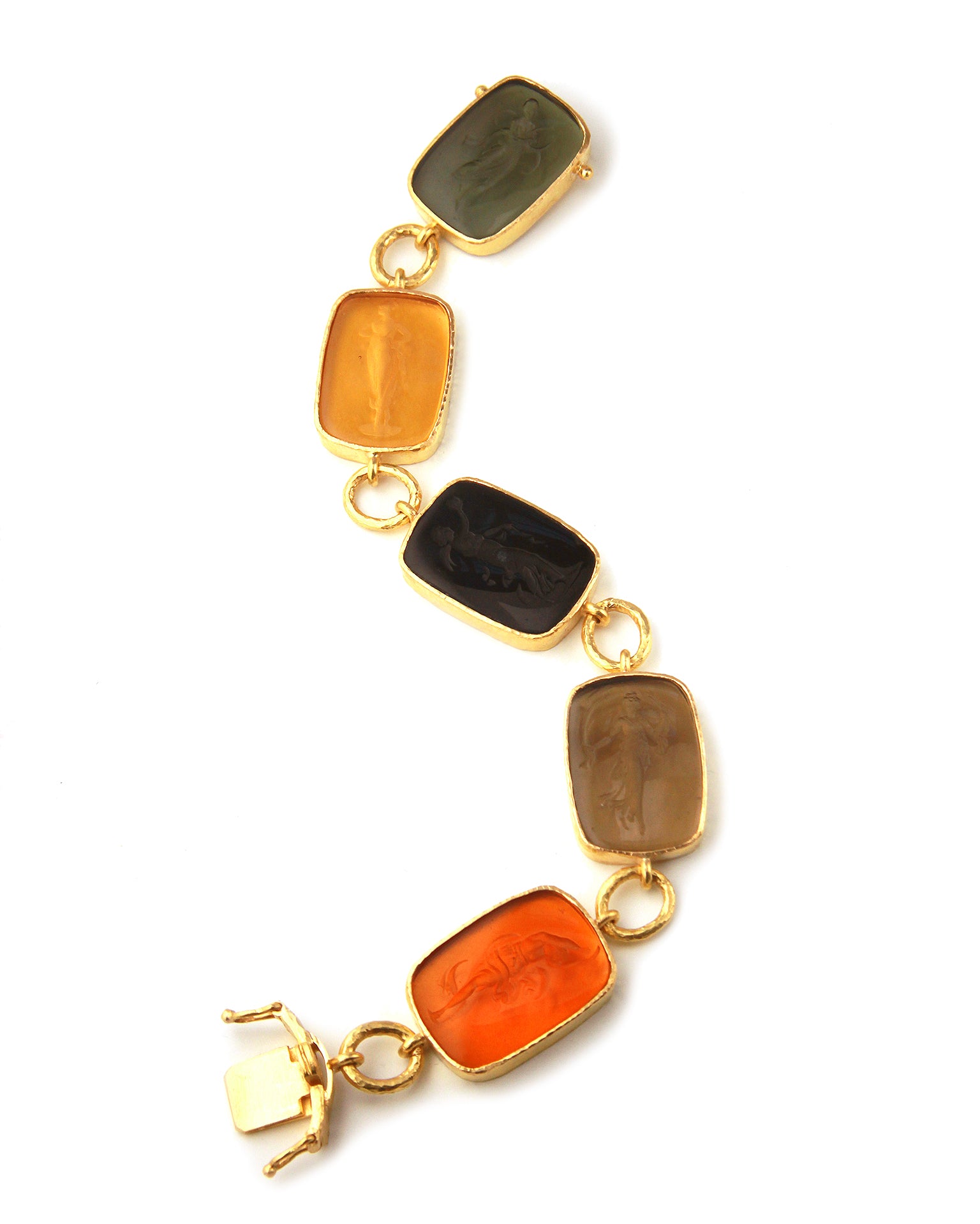 Neutral Venetian Glass Intaglio 'Muse' Bracelet