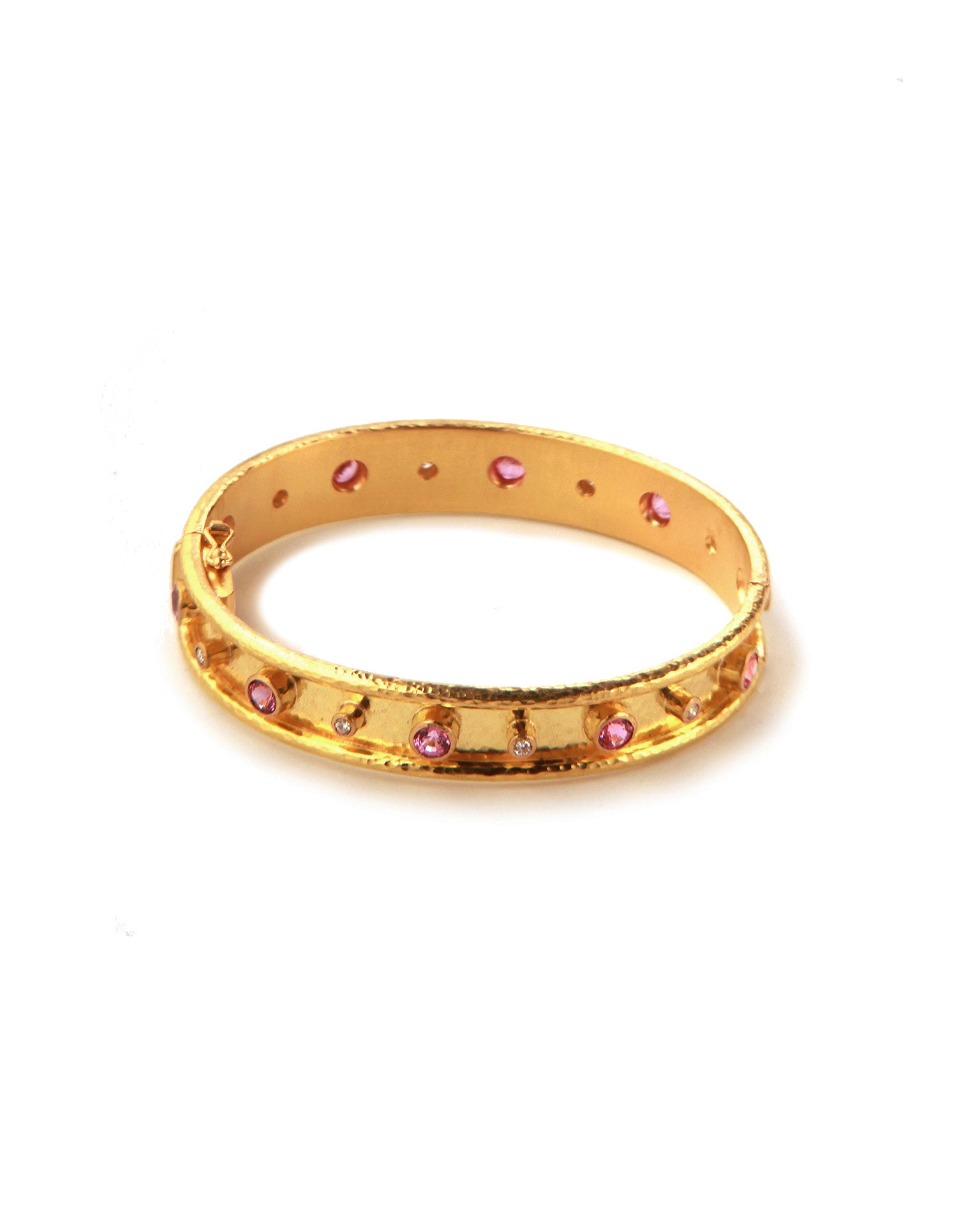 Pink Sapphire and Diamond Bangle