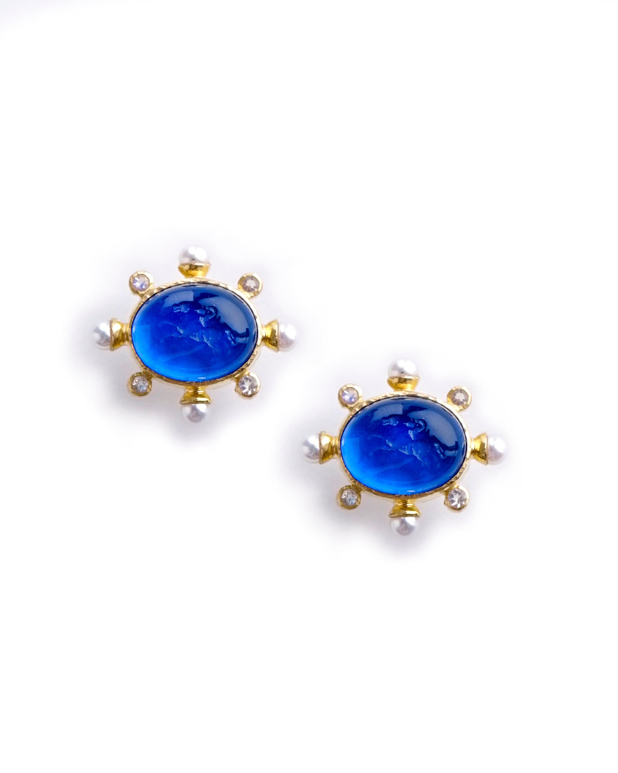 Peacock 'Cabochon Equestrian' Stud Earrings