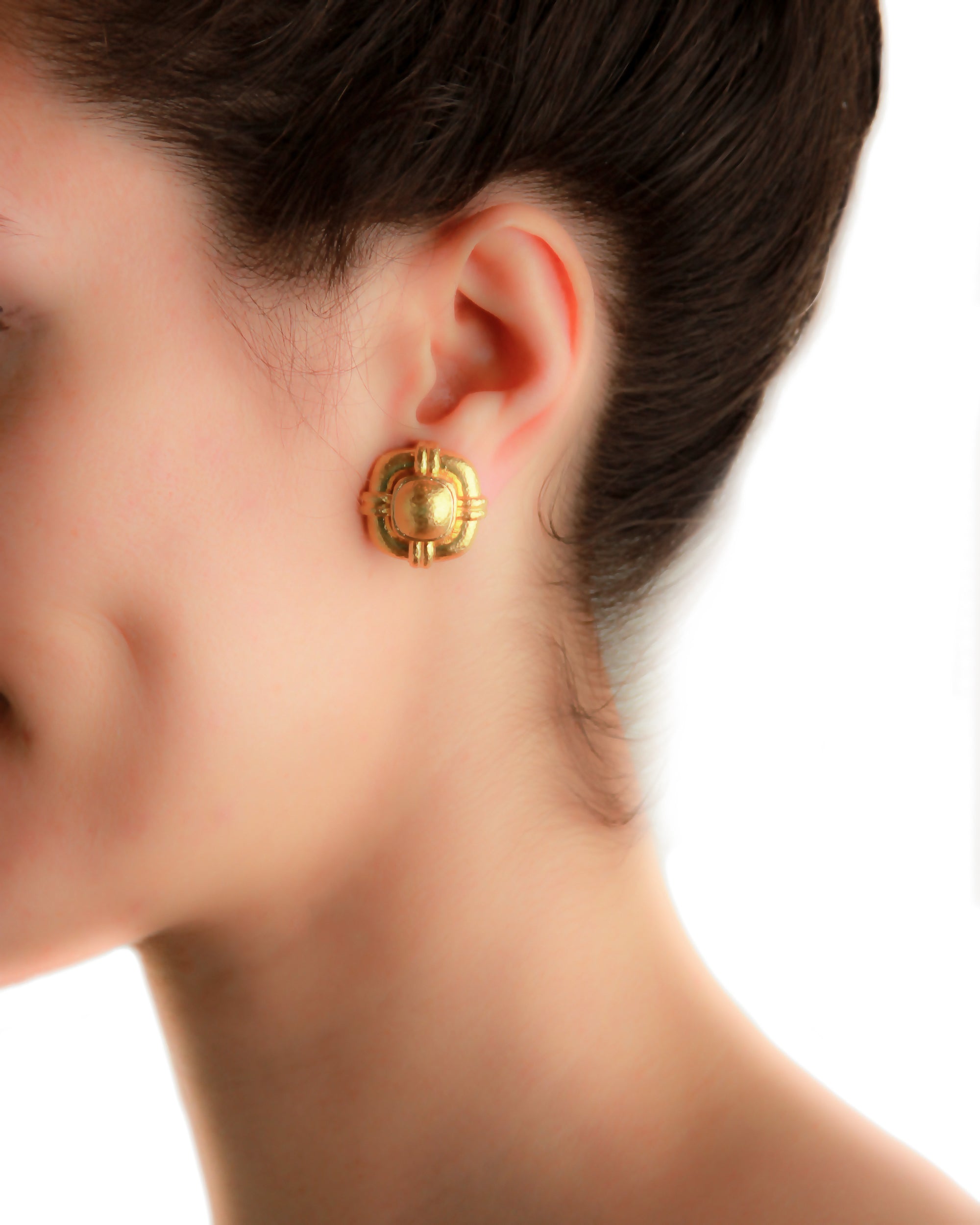 Square Gold Dome Earrings