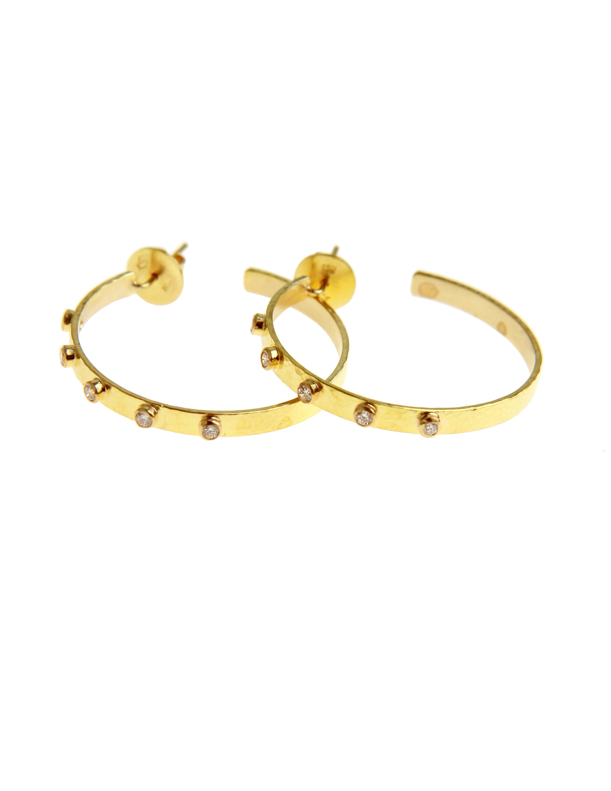 Diamond 1 1/2-Inch Ribbon Hoop Earrings