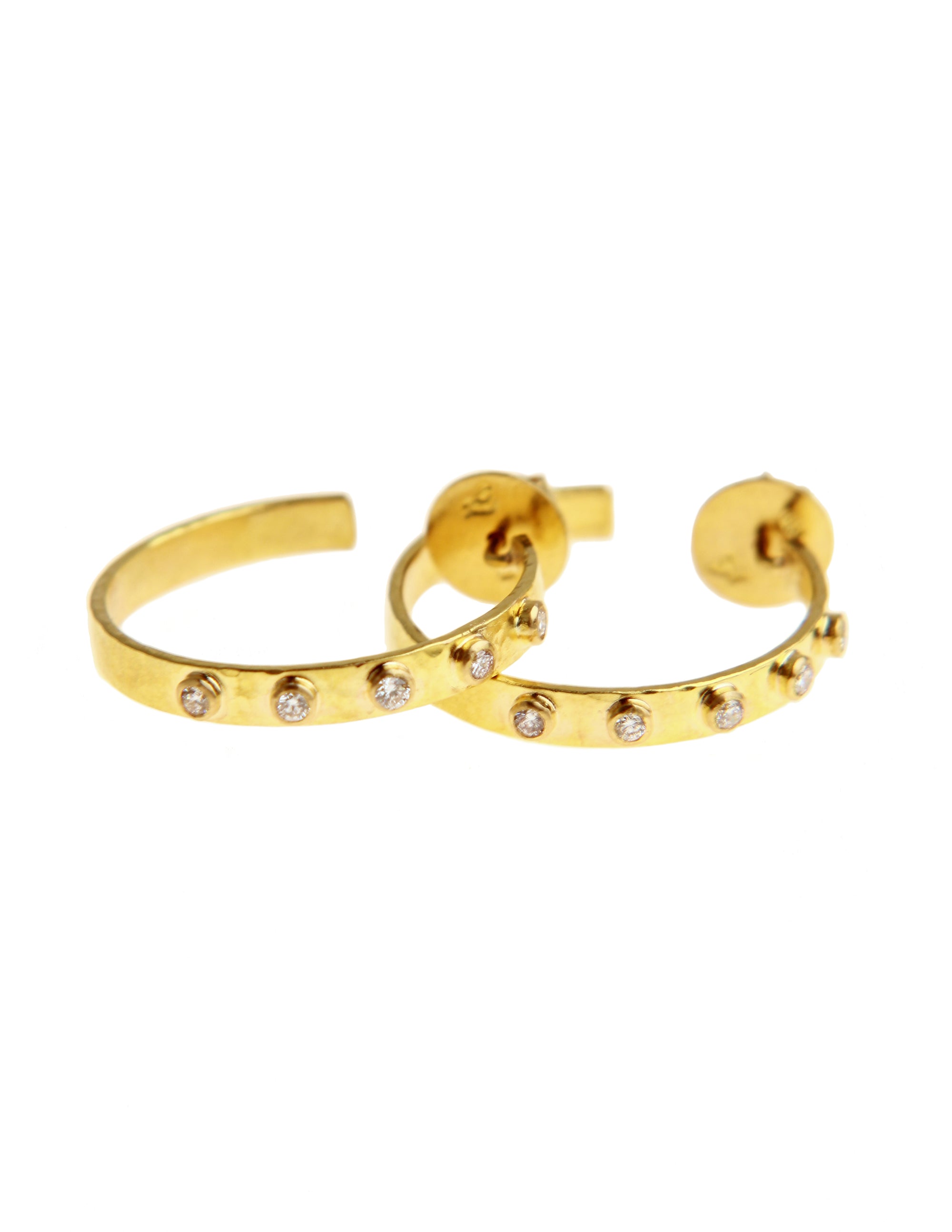 Diamond 1-Inch Ribbon Hoop Earrings