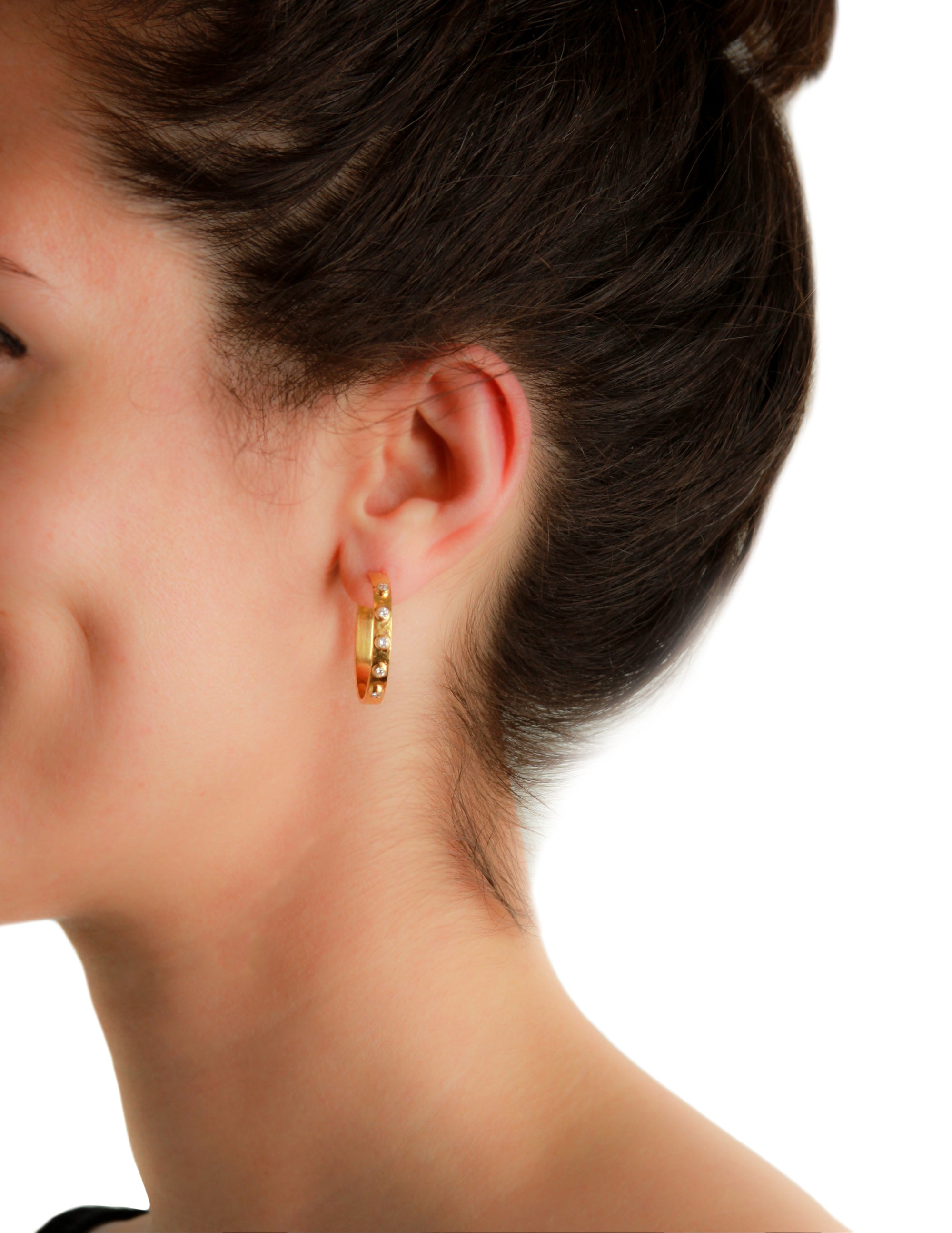 Diamond 1-Inch Ribbon Hoop Earrings