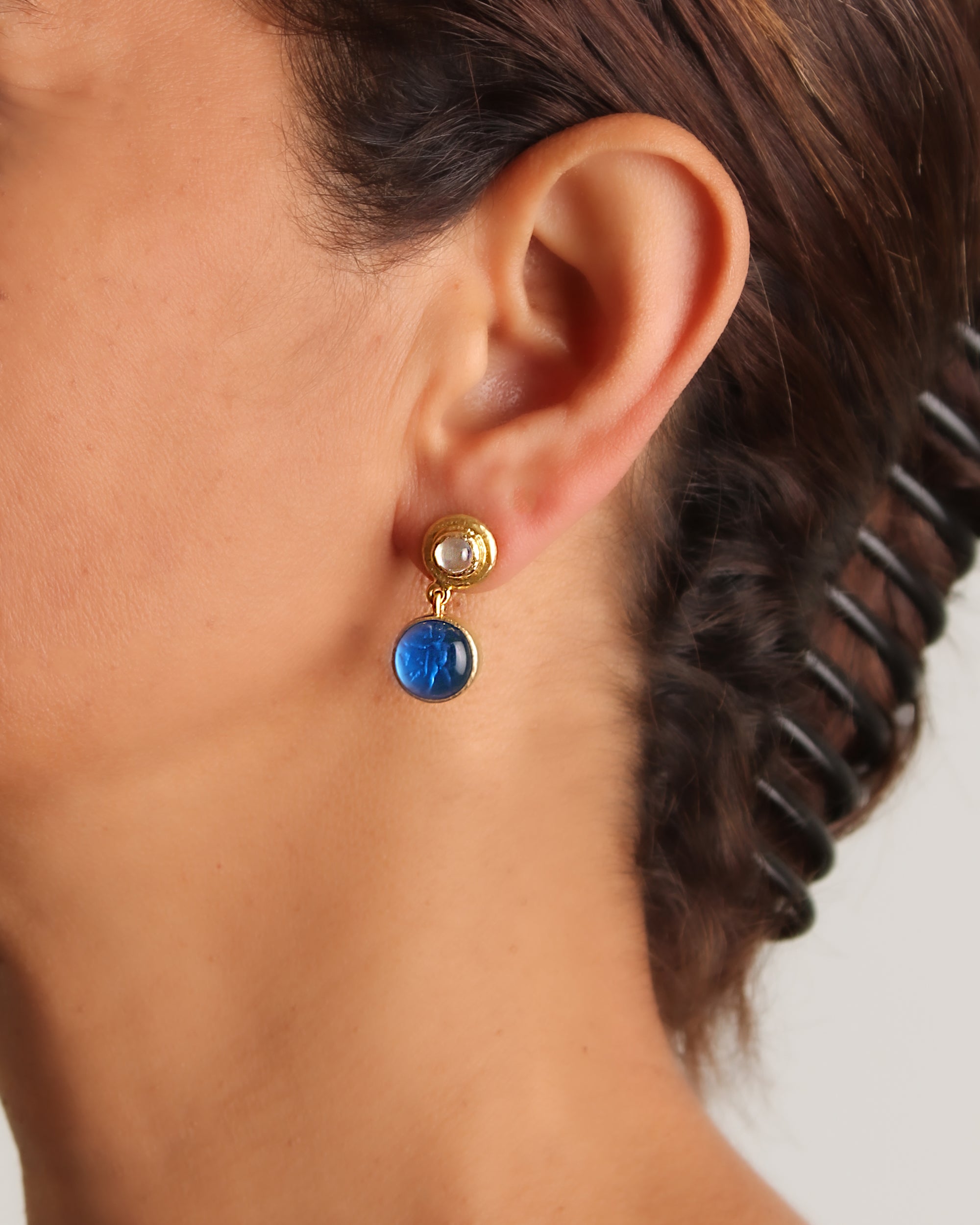 Peacock 'Cabochon Putto and Duck' Earrings