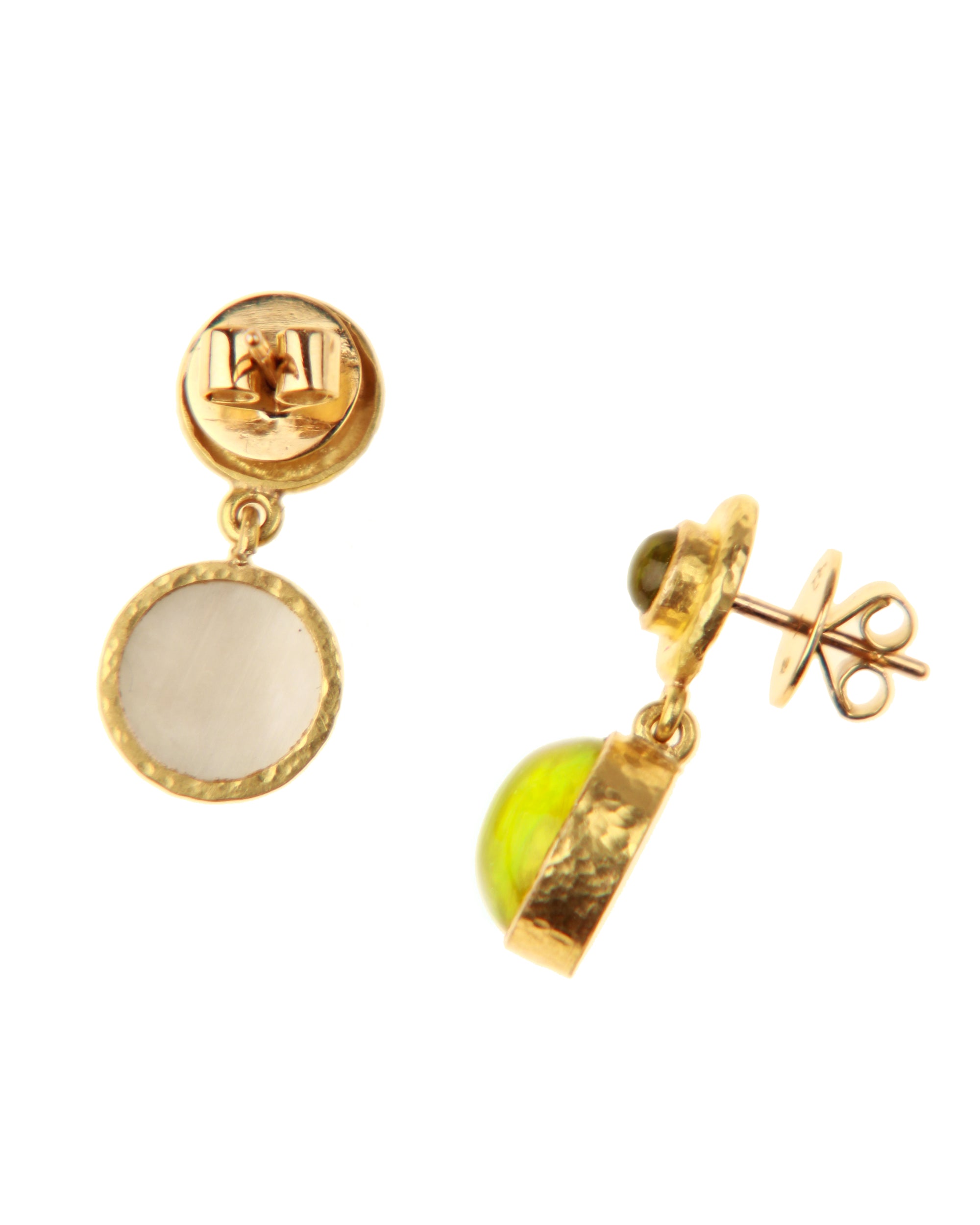 Lime 'Cabochon Putto and Duck' Earrings