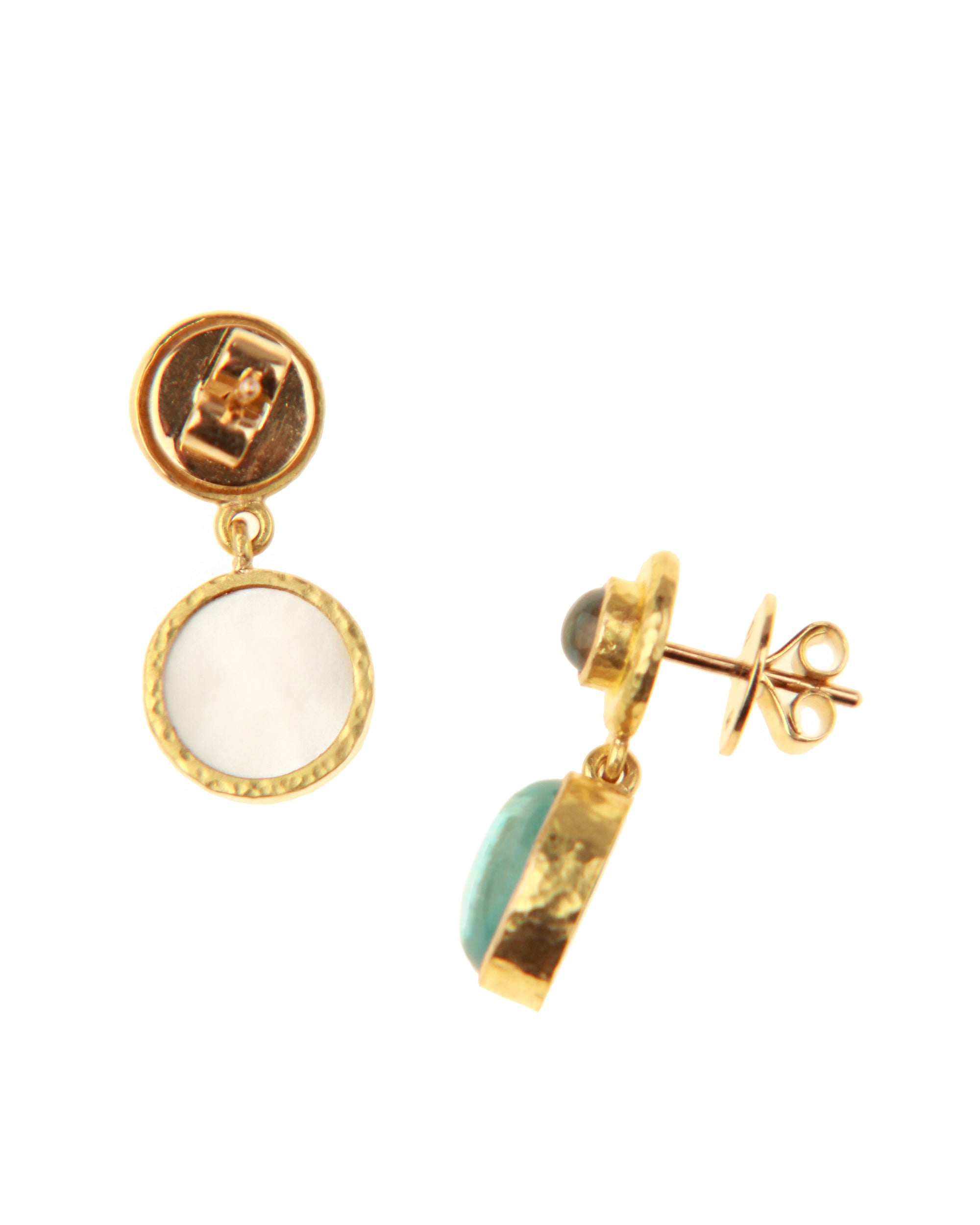Light Aqua 'Cabochon Putto and Duck' Earrings